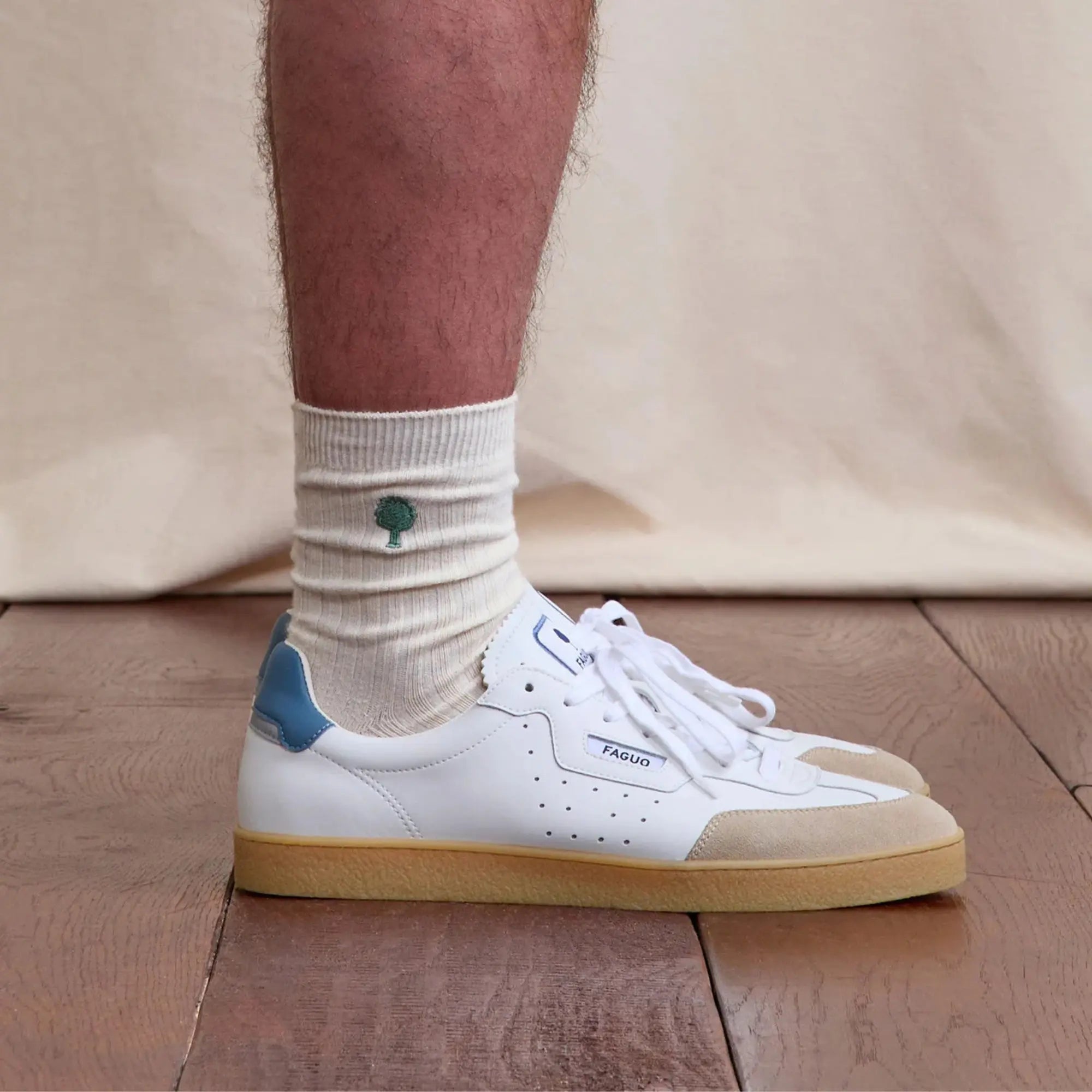 Baskets Lumbo Blanc et Bleu Ciel - Faguo - détail 2