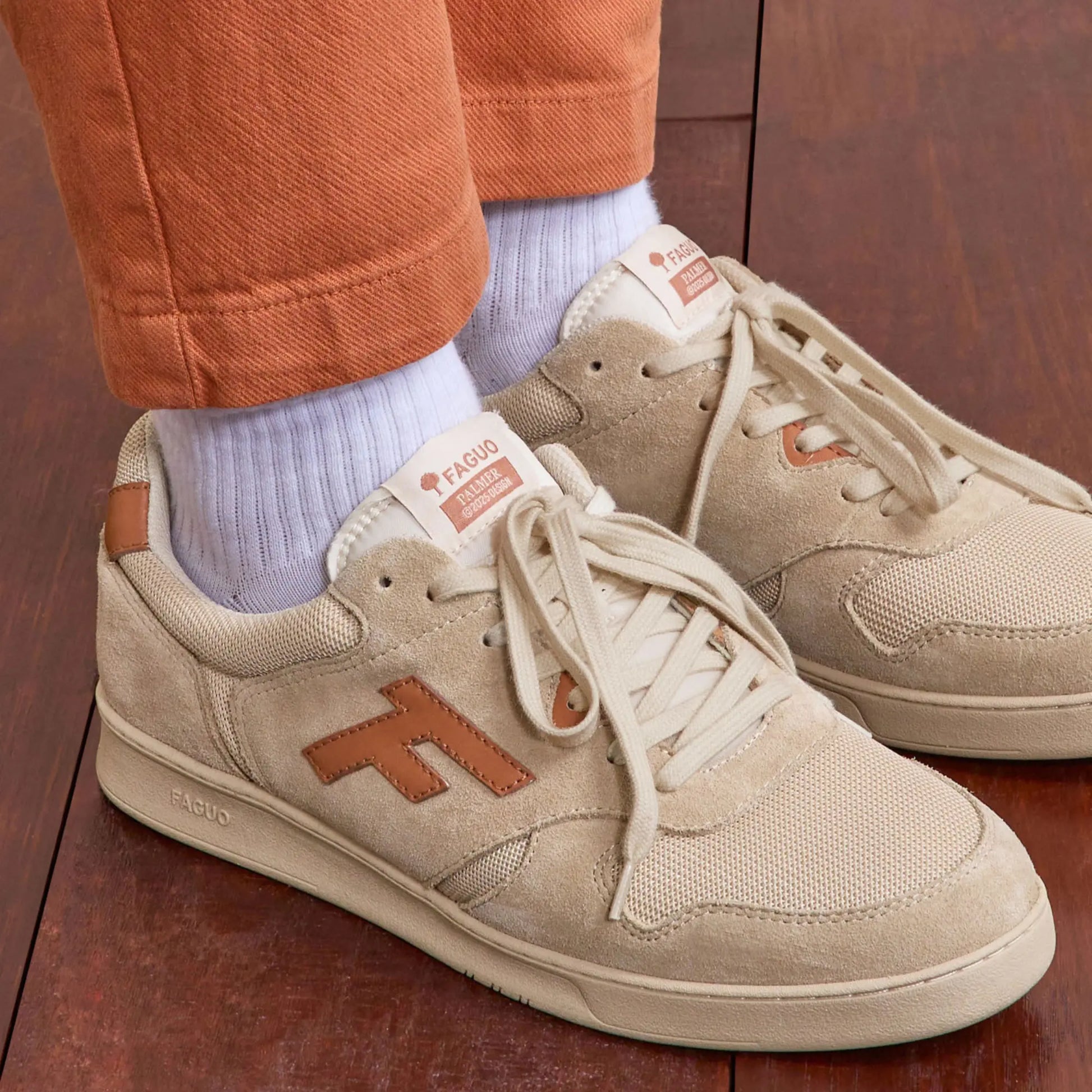 Baskets Palmer - Beige et Rouille - Faguo - détail 3