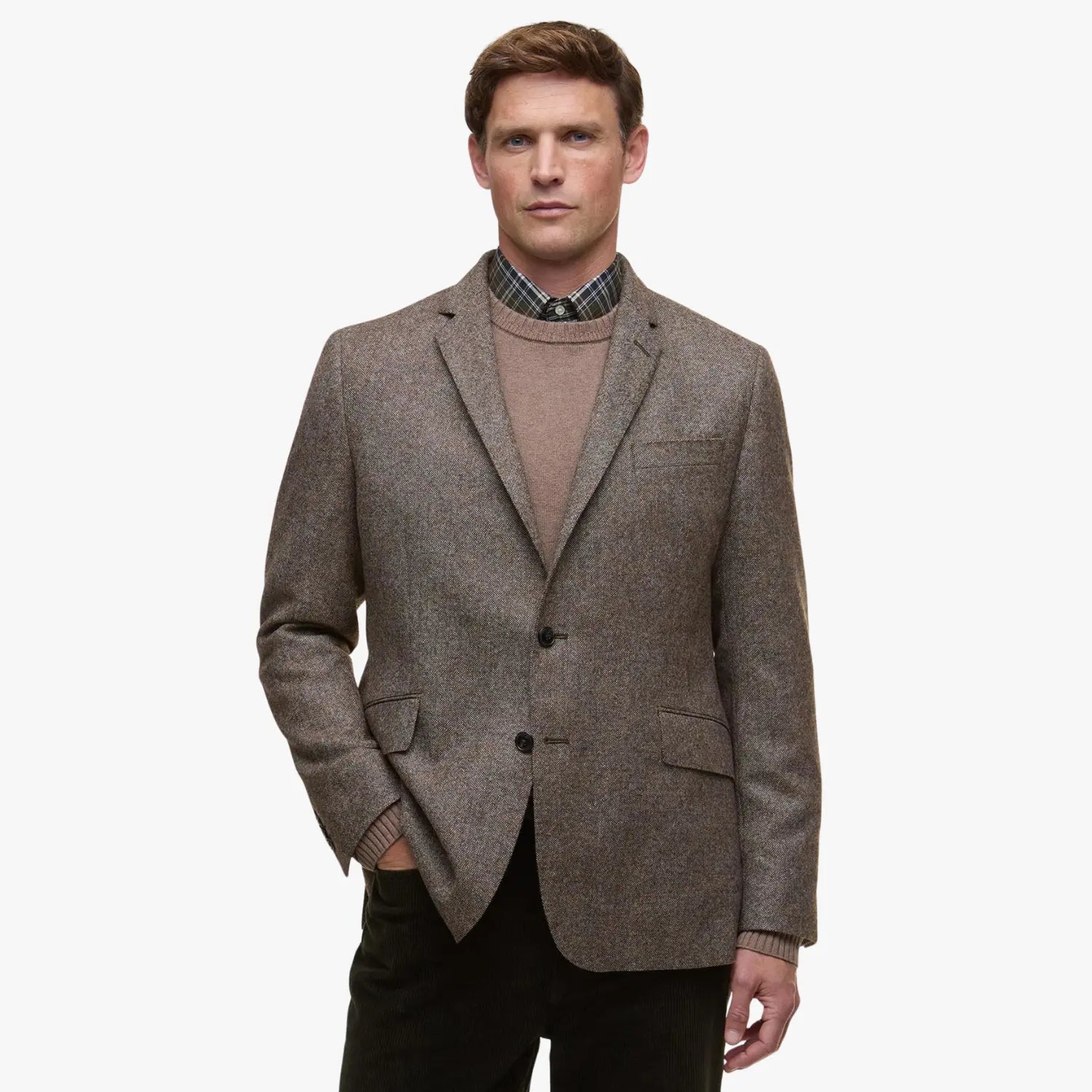 Blazer Tweed Godfrey Shetland Moons - Marron - Barbour - détail 2
