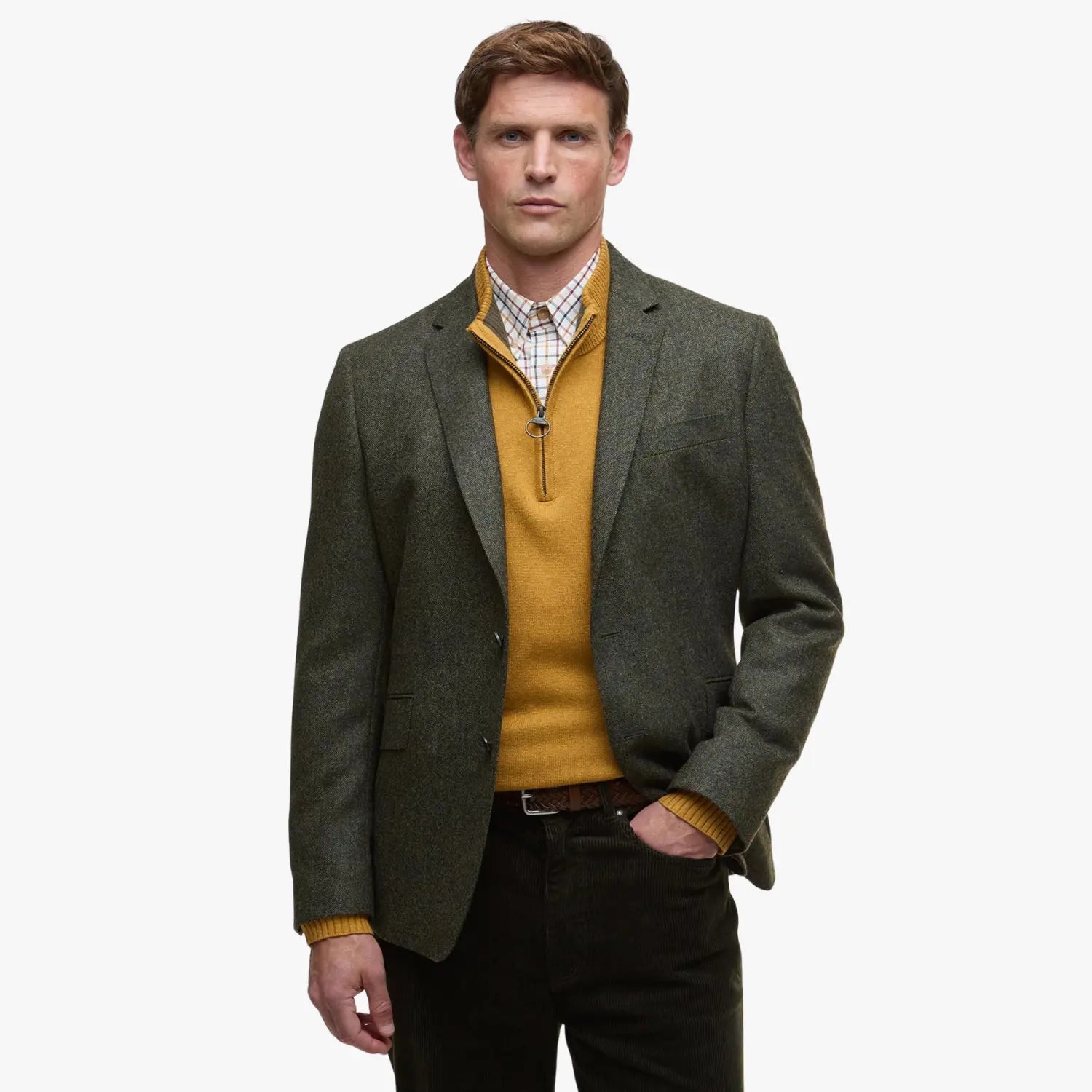 Blazer Tweed Godfrey Shetland Moons - Olive - Barbour - détail 2