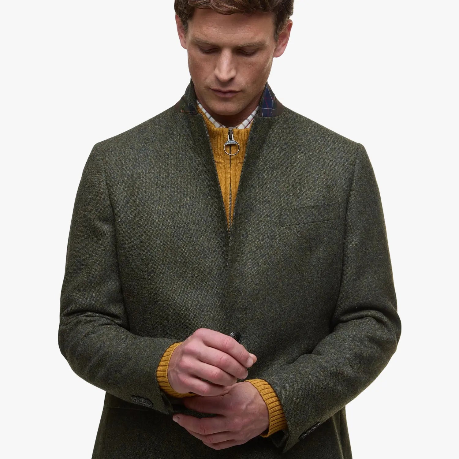 Blazer Tweed Godfrey Shetland Moons - Olive - Barbour - détail 4