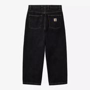 Brandon Pant Black Stone Washed de Carhartt WIP à plat, dos : noir délavé grisé, surpiqûres kaki doré