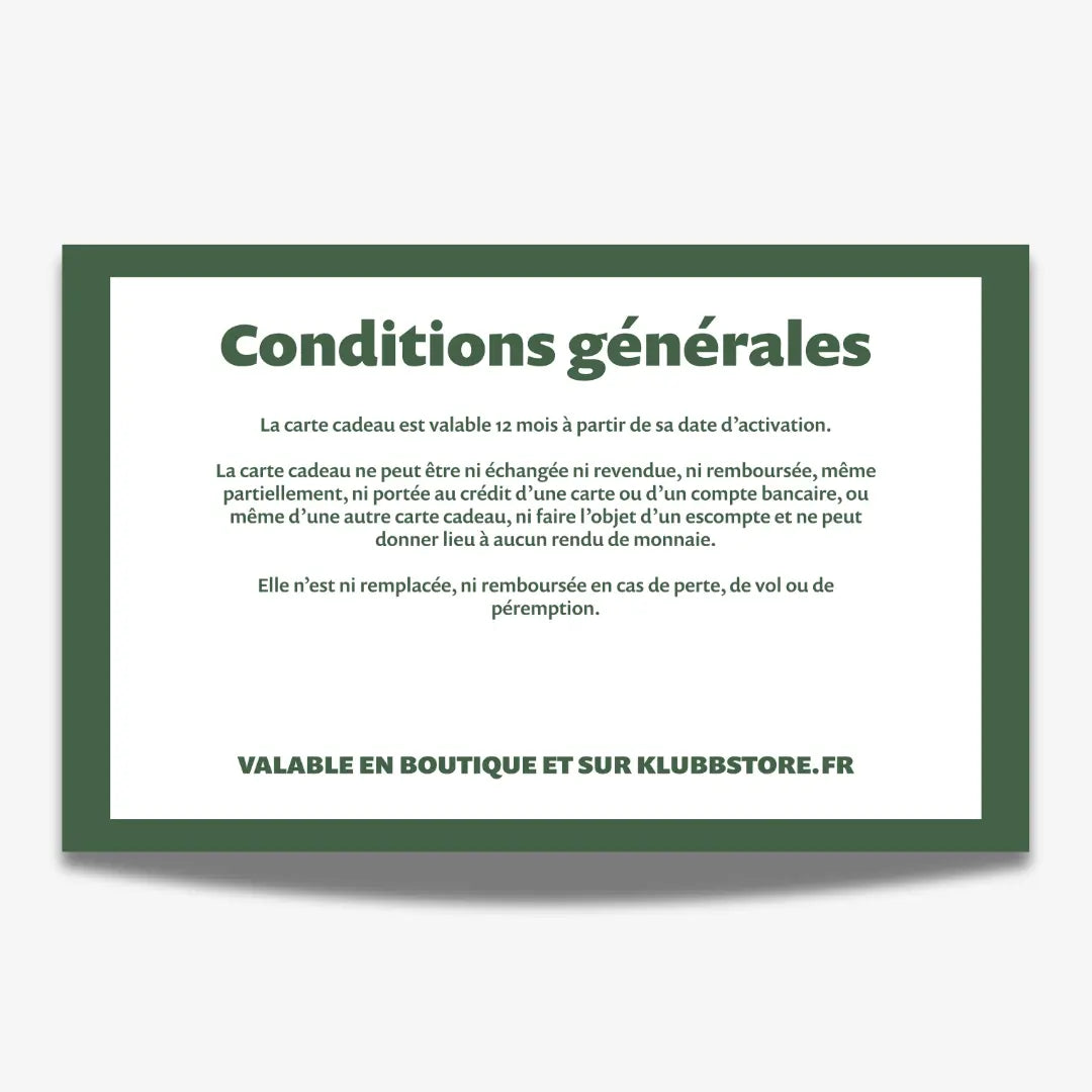 Carte Cadeau - Klubb - détail 2