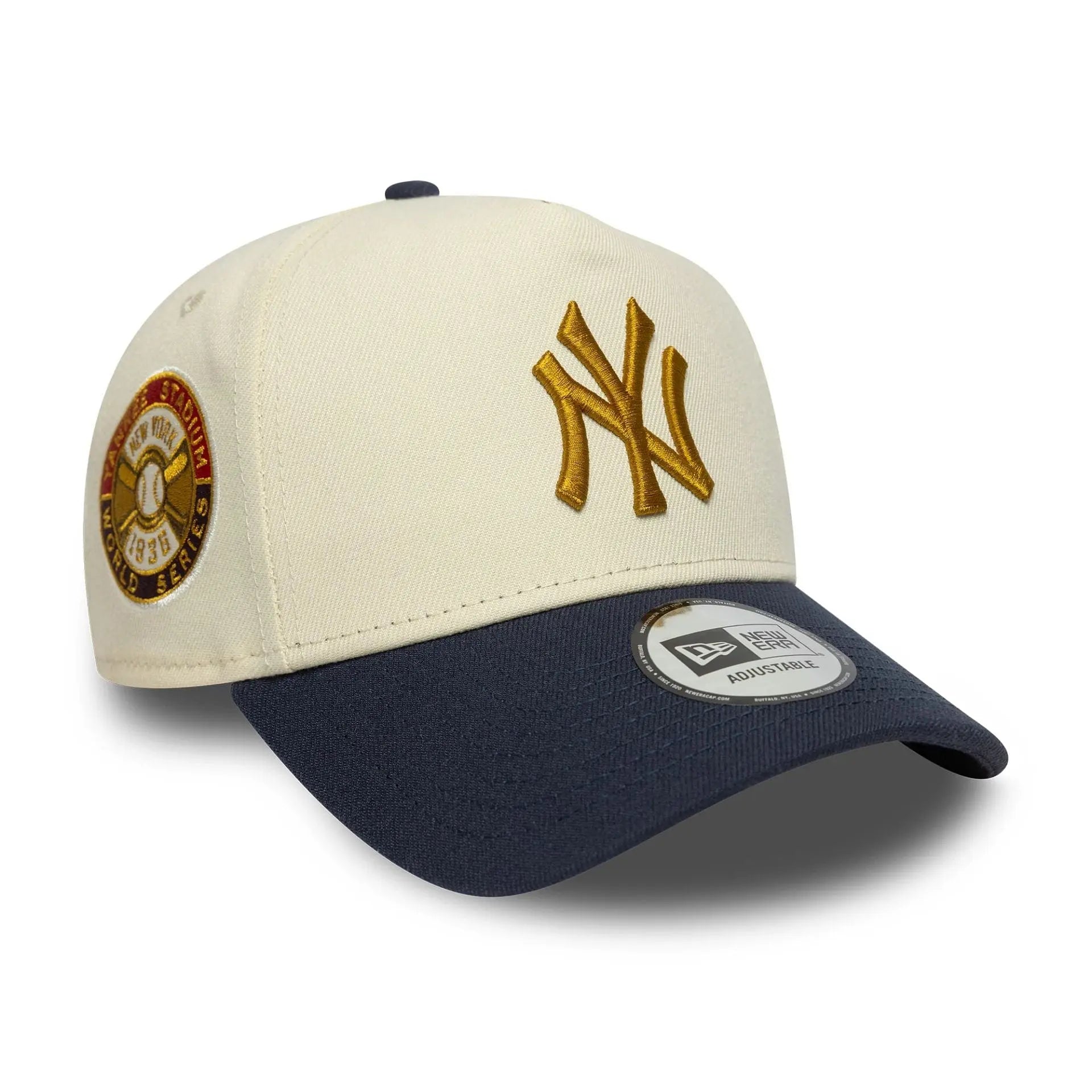 Casquette 9forty E-frame New York Yankees World Series Patch Crème - New Era