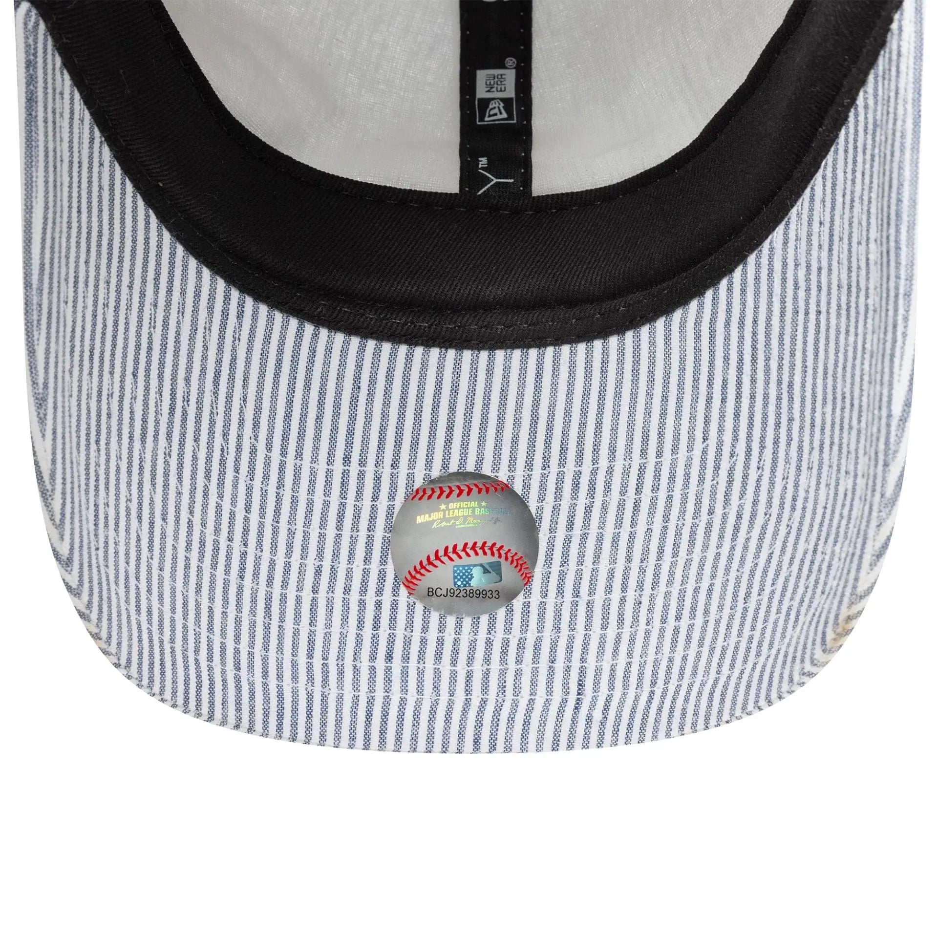 Casquette 9Twenty Yankees seersucker bleu marine - dessus visière courbée