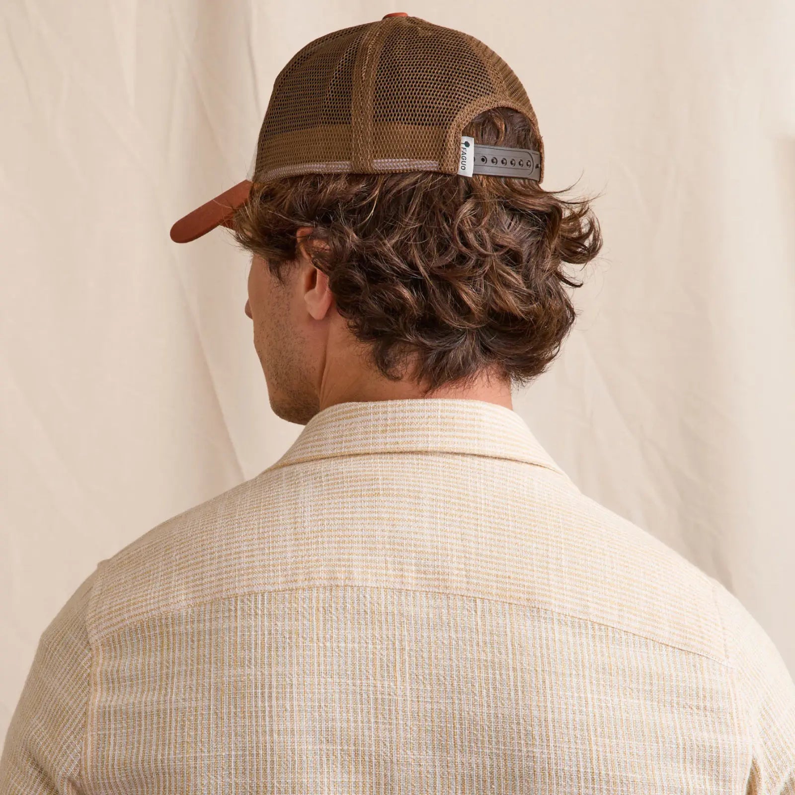 Casquette Trucker - Terracotta et Camel - Faguo - détail 3