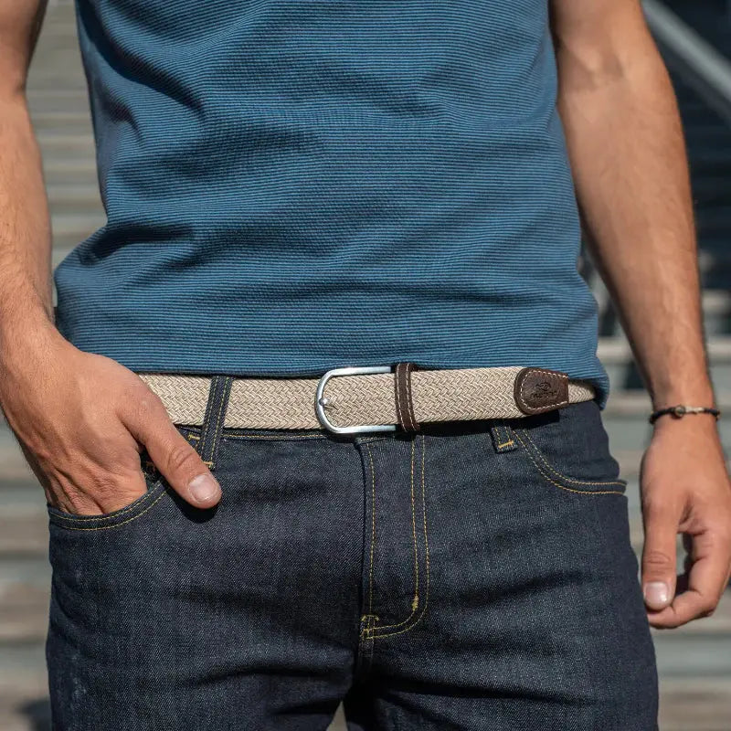 Ceinture Tressée Beige Sable - Billybelt - détail 2