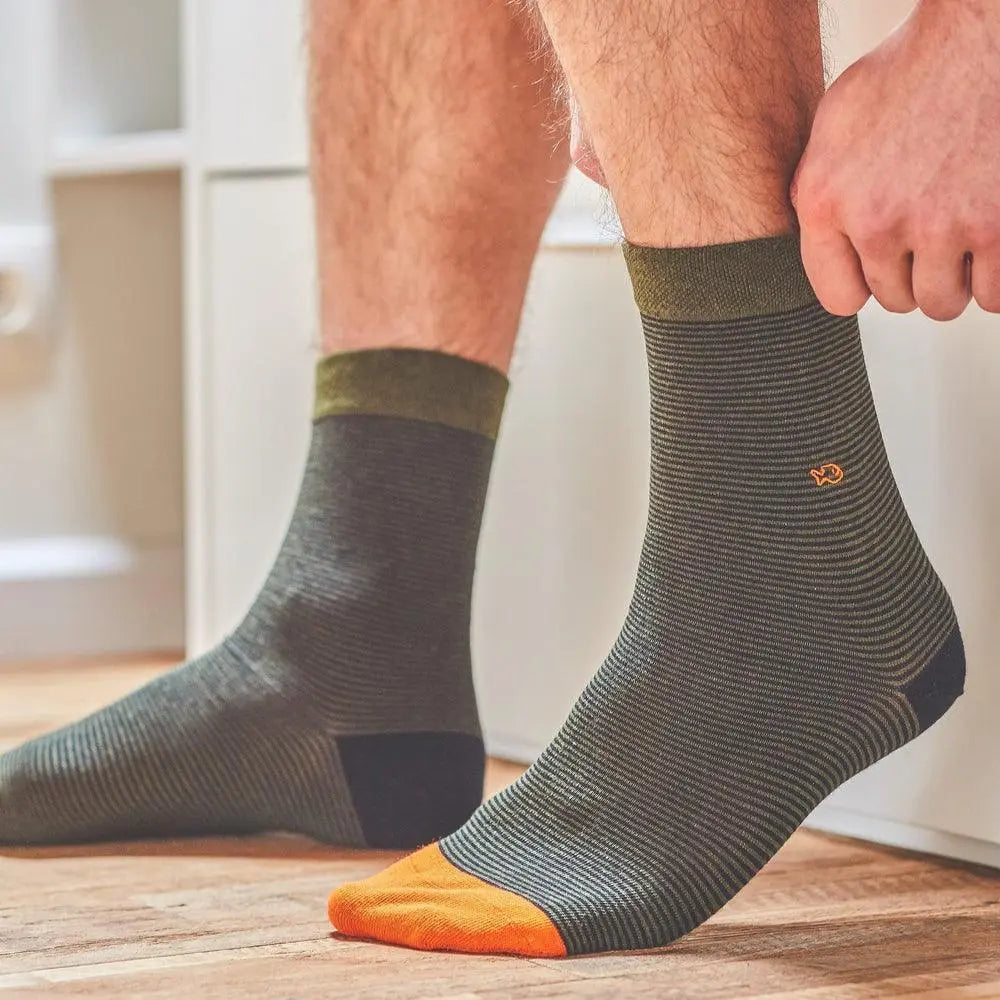 Chaussettes Rayees Kaki - Billybelt - détail 2
