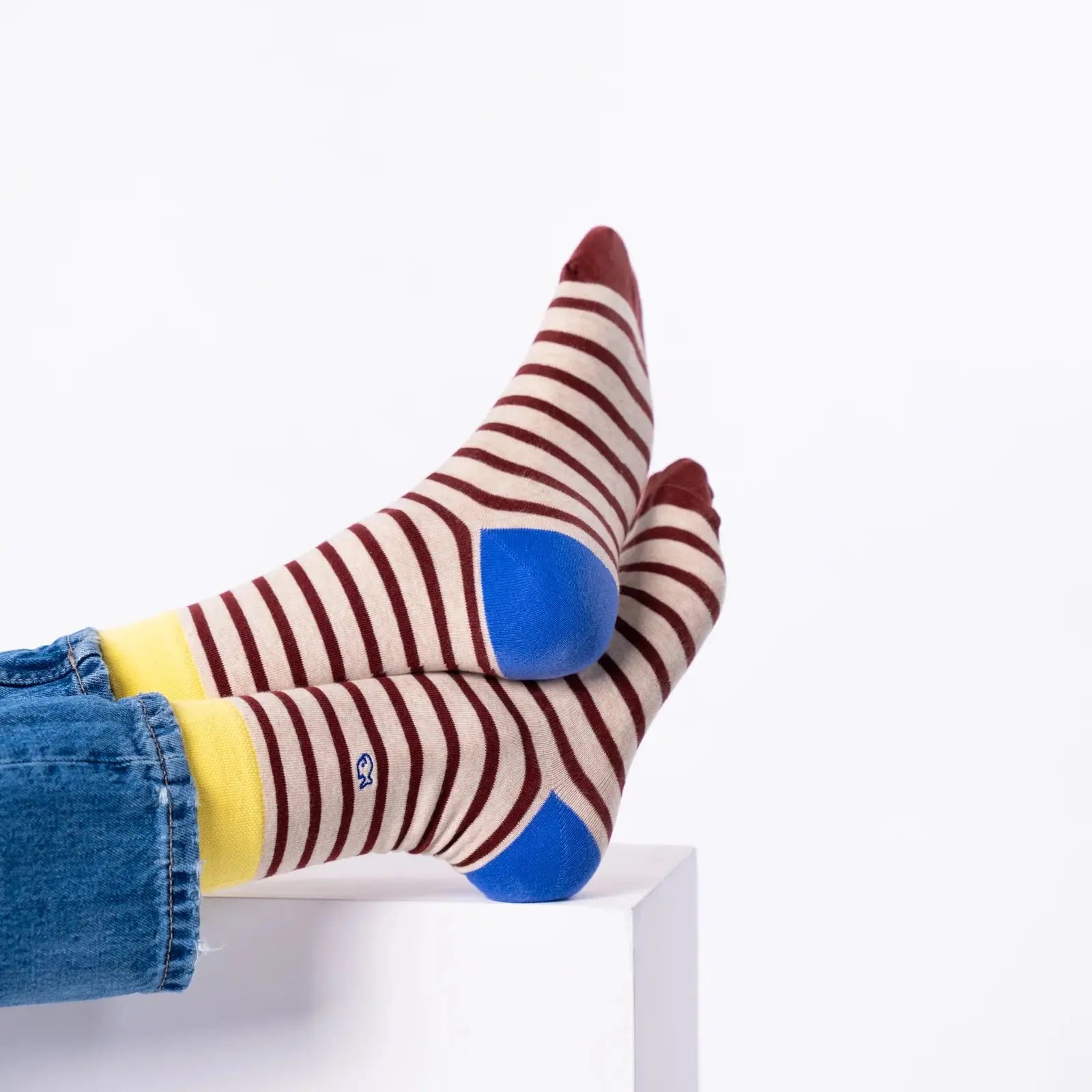 Chaussettes Rayures - Beige & Bordeaux - Billybelt - détail 2