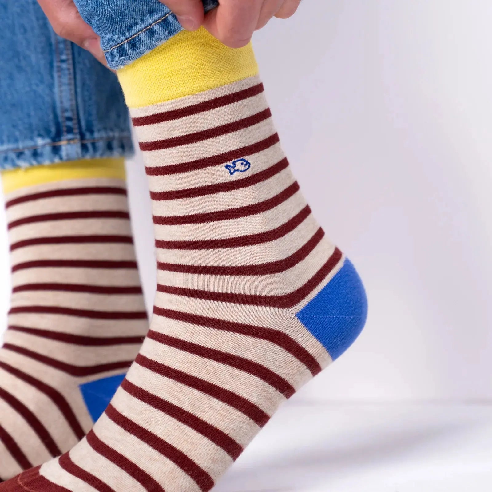 Chaussettes Rayures - Beige & Bordeaux - Billybelt - détail 3