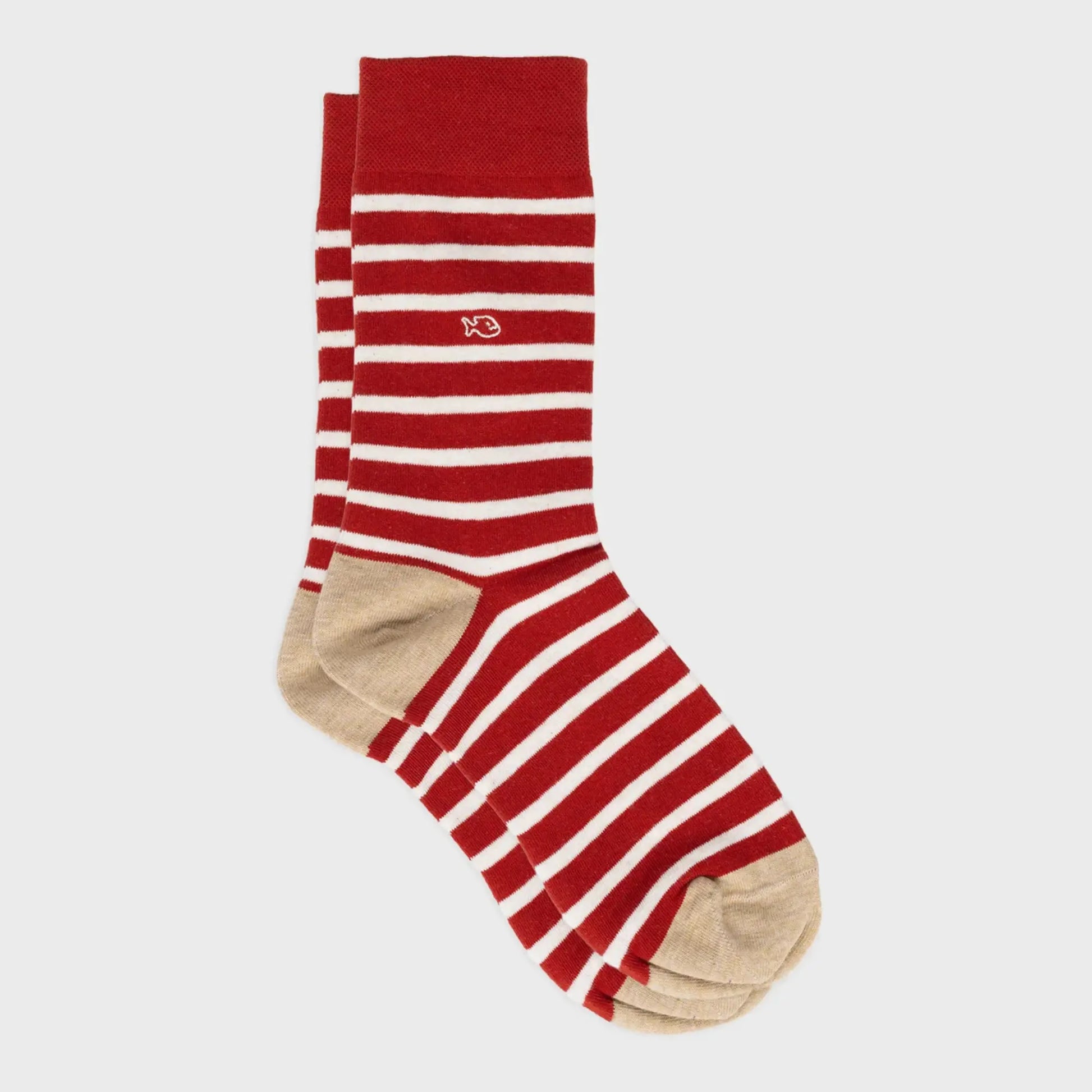 Chaussettes Rayures - Rouge et Beige - Billybelt