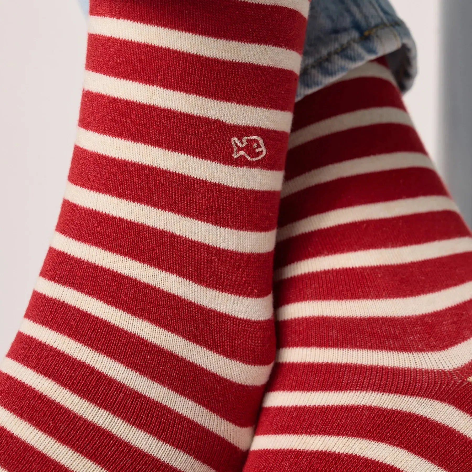 Chaussettes Rayures - Rouge et Beige - Billybelt - détail 4