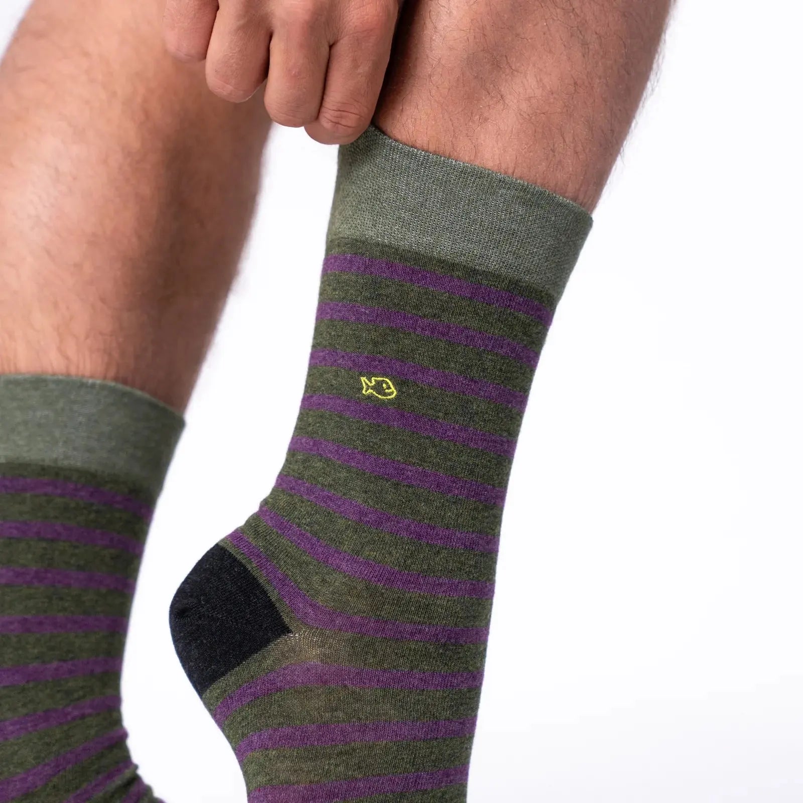 Chaussettes Rayures - Vert Chiné & Violet - Billybelt - détail 3