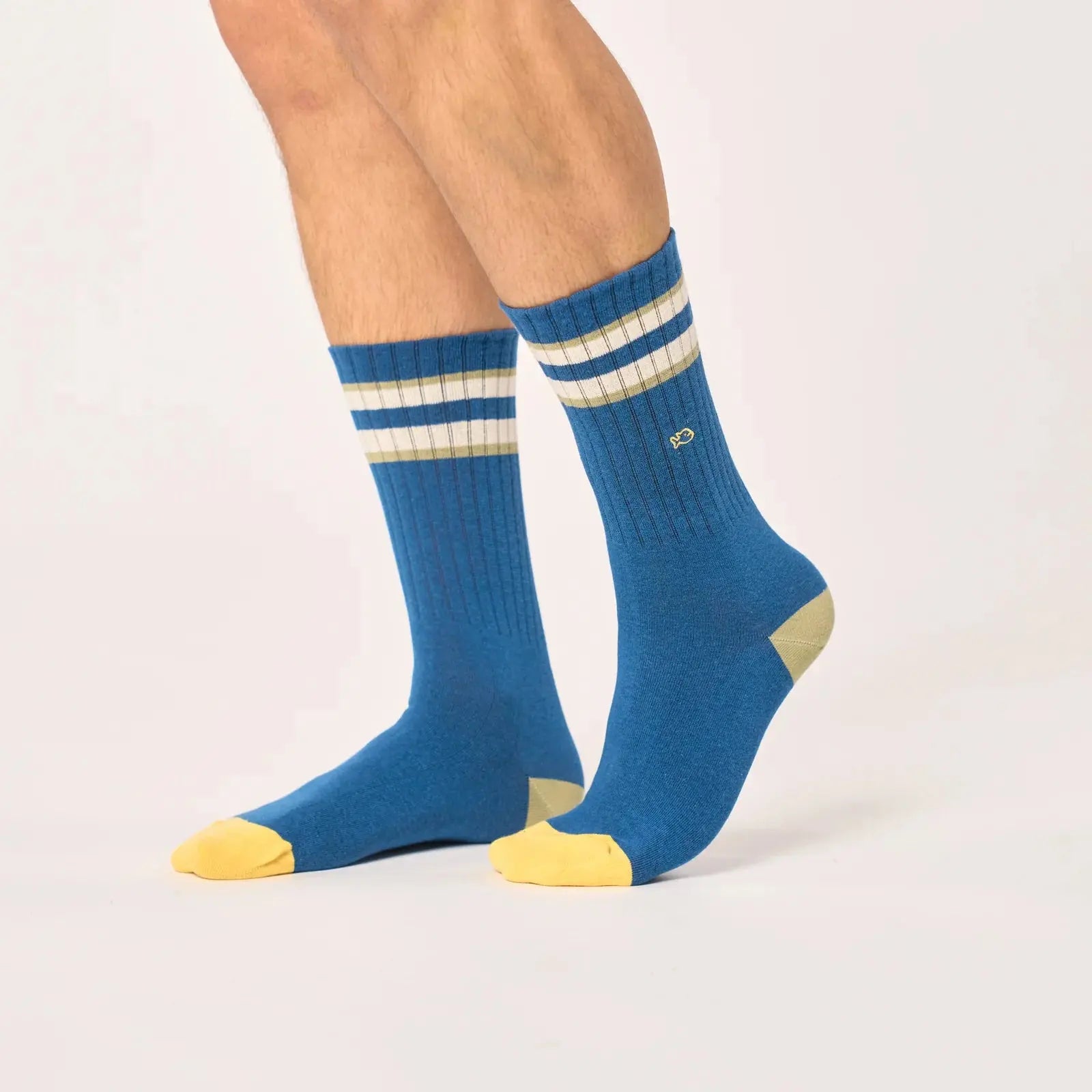 Chaussettes Rétro - Bleu / Vert et Ivoire - Billybelt - détail 2