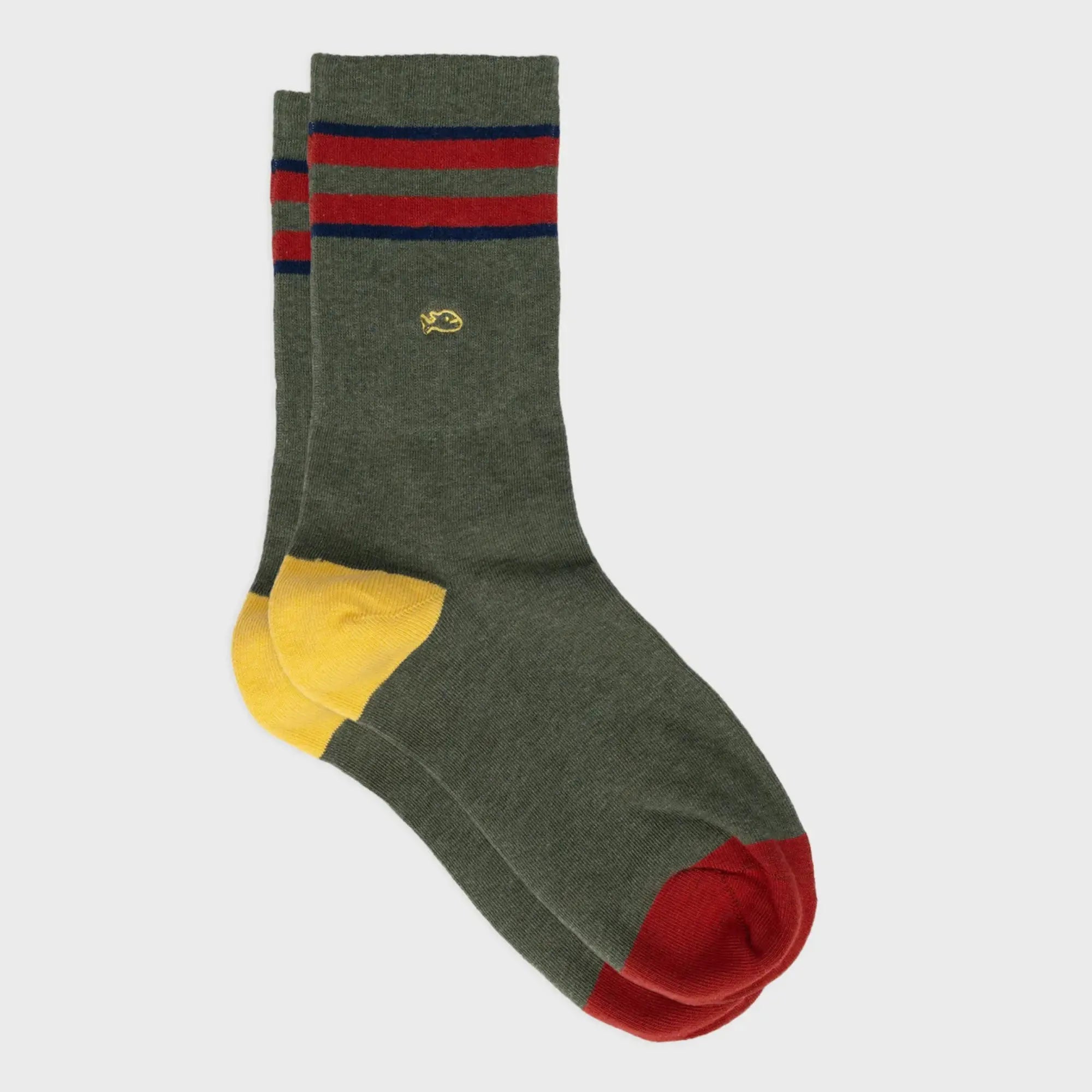 Chaussettes Rétro - Kaki / Rouge et Bleu - Billybelt