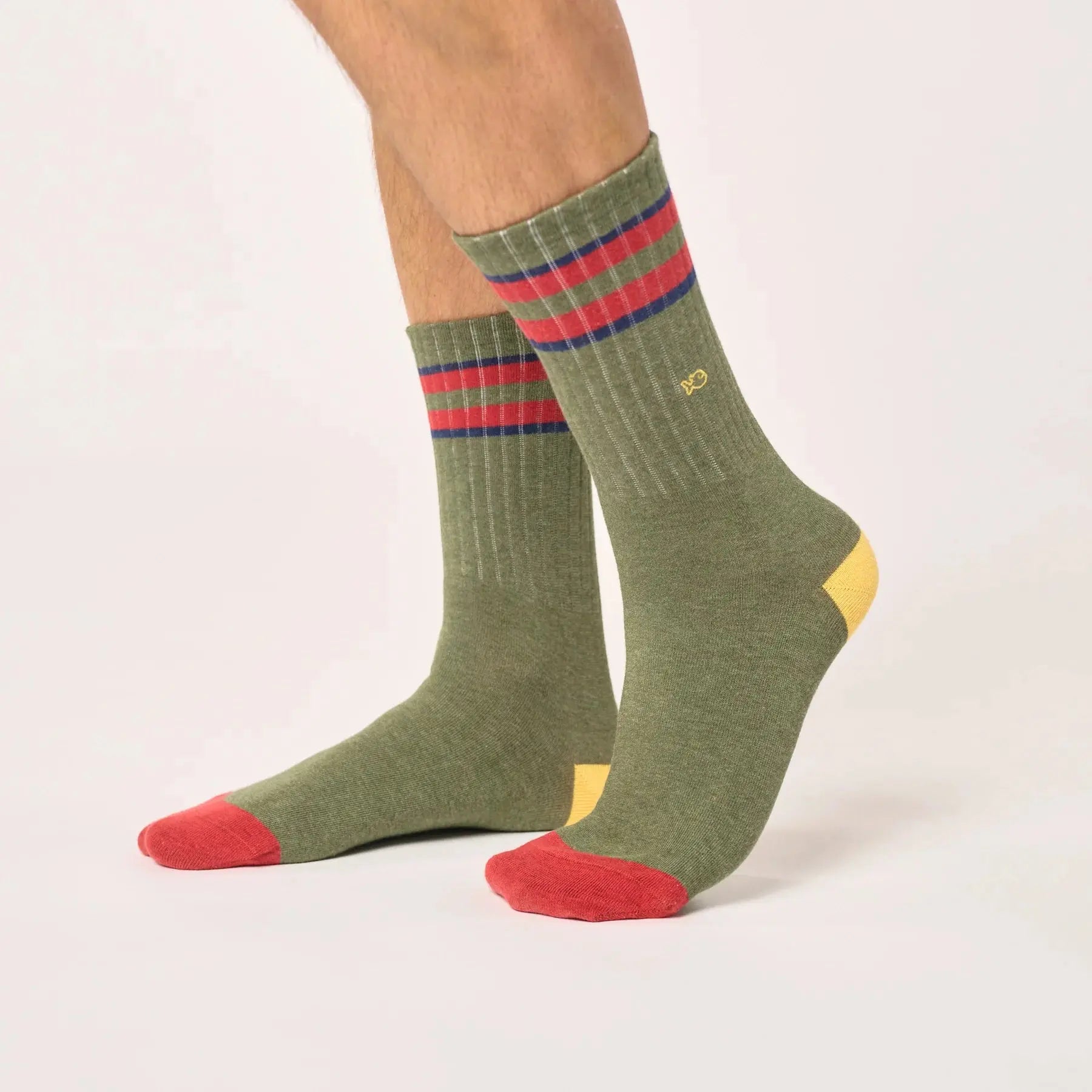 Chaussettes Rétro - Kaki / Rouge et Bleu - Billybelt - détail 3