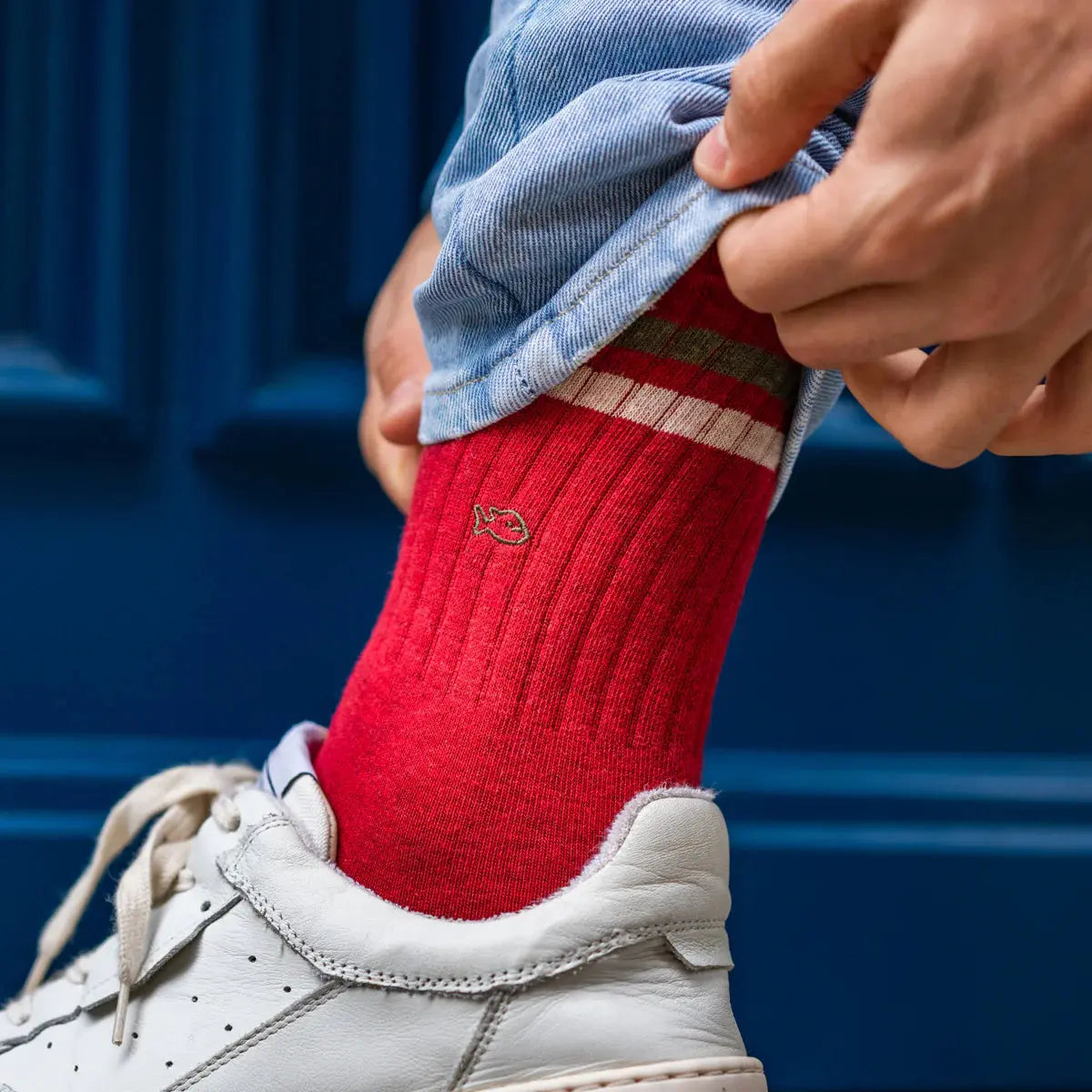 Chaussettes Rétro - Rouge / Vert et Beige - Billybelt - détail 3