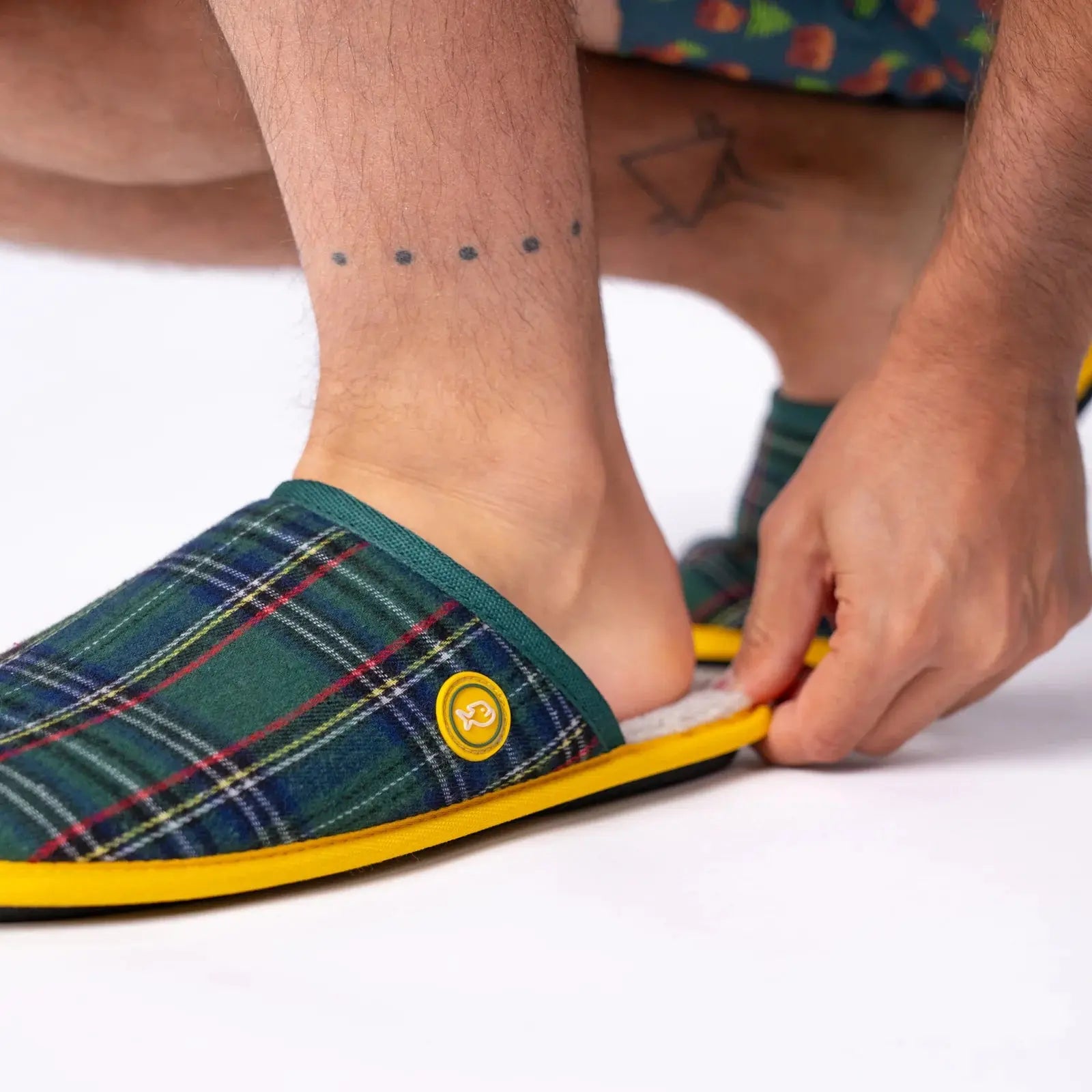 Chaussons Carreaux - Vert - Billybelt - détail 2