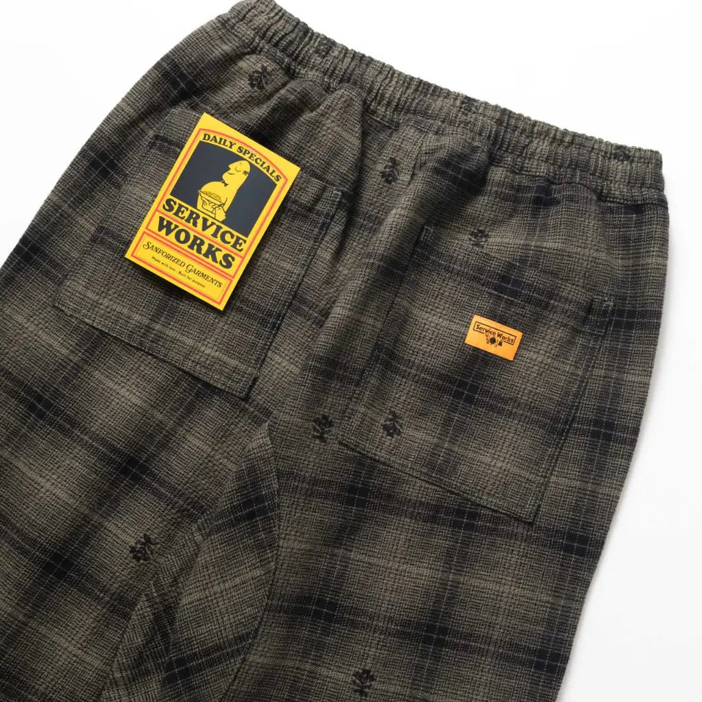 Chef Pant Flanelle Chardon - Vert - Service Works - détail 4