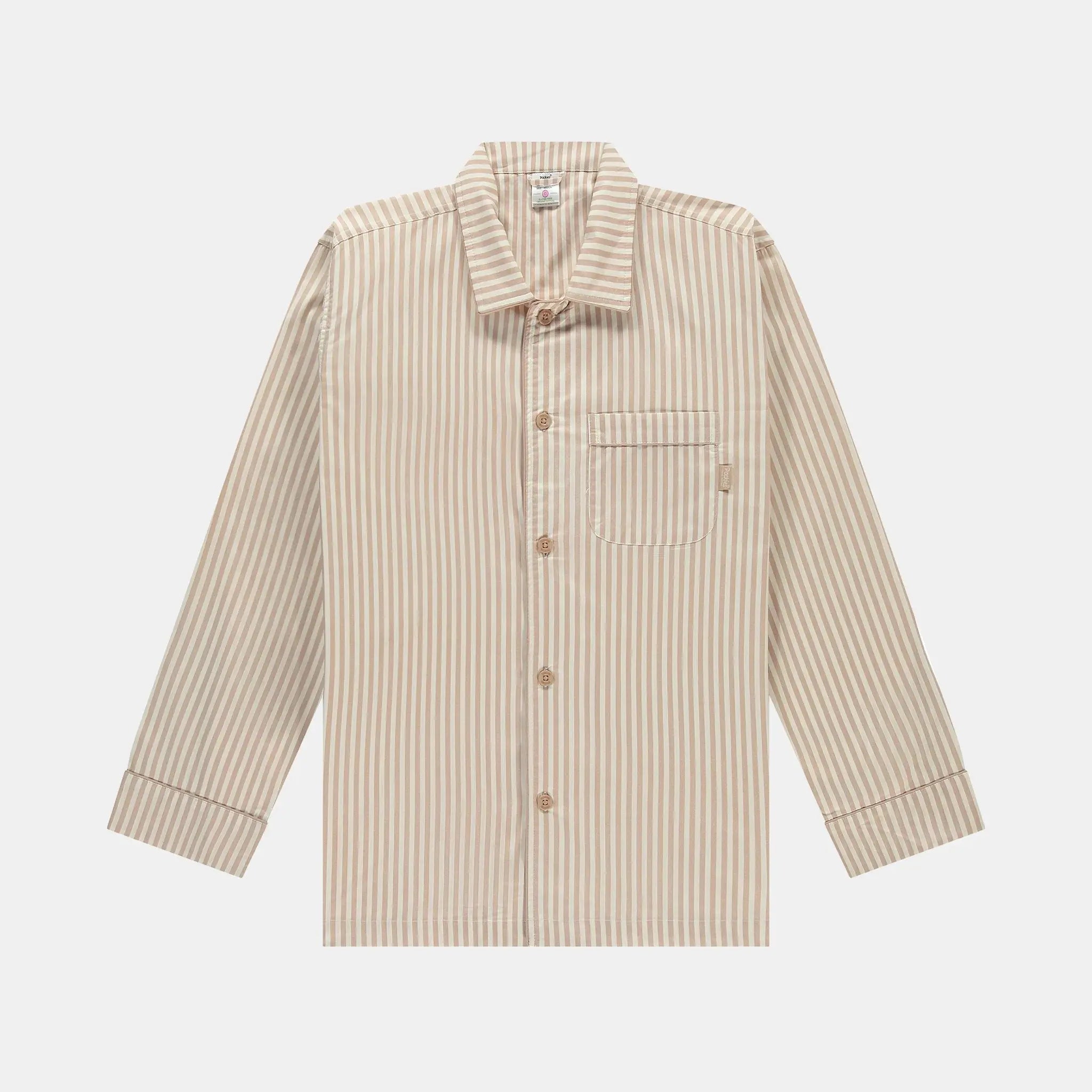 Chemise de Pyjama Rayée Beige - Pockies