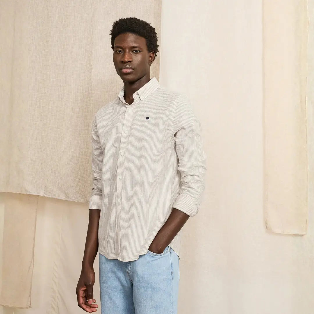 Chemise Ivoy Lin - Crème et Beige - Faguo - détail 2