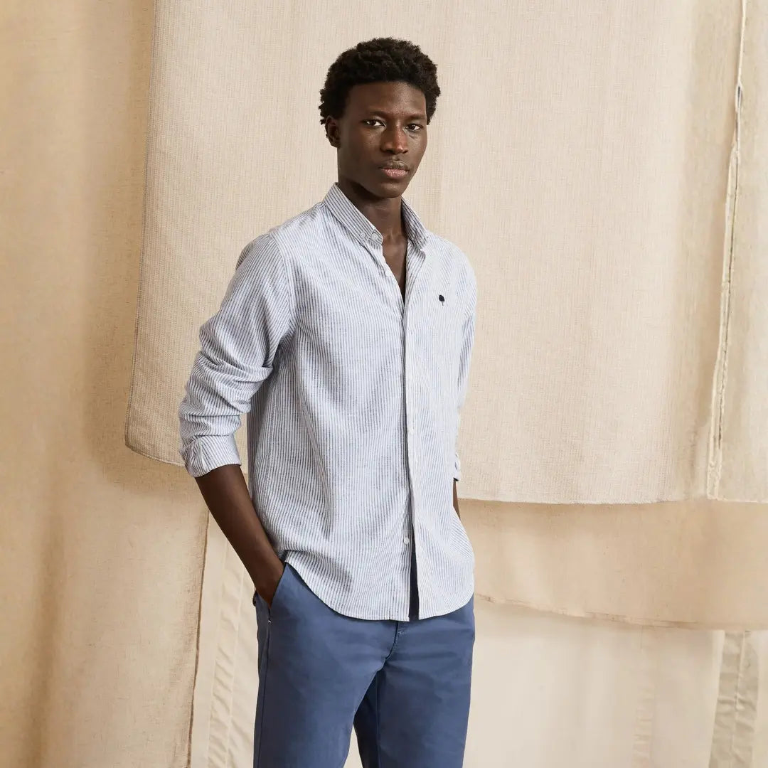 Chemise Ivoy Lin - Écru et Bleu - Faguo - détail 2