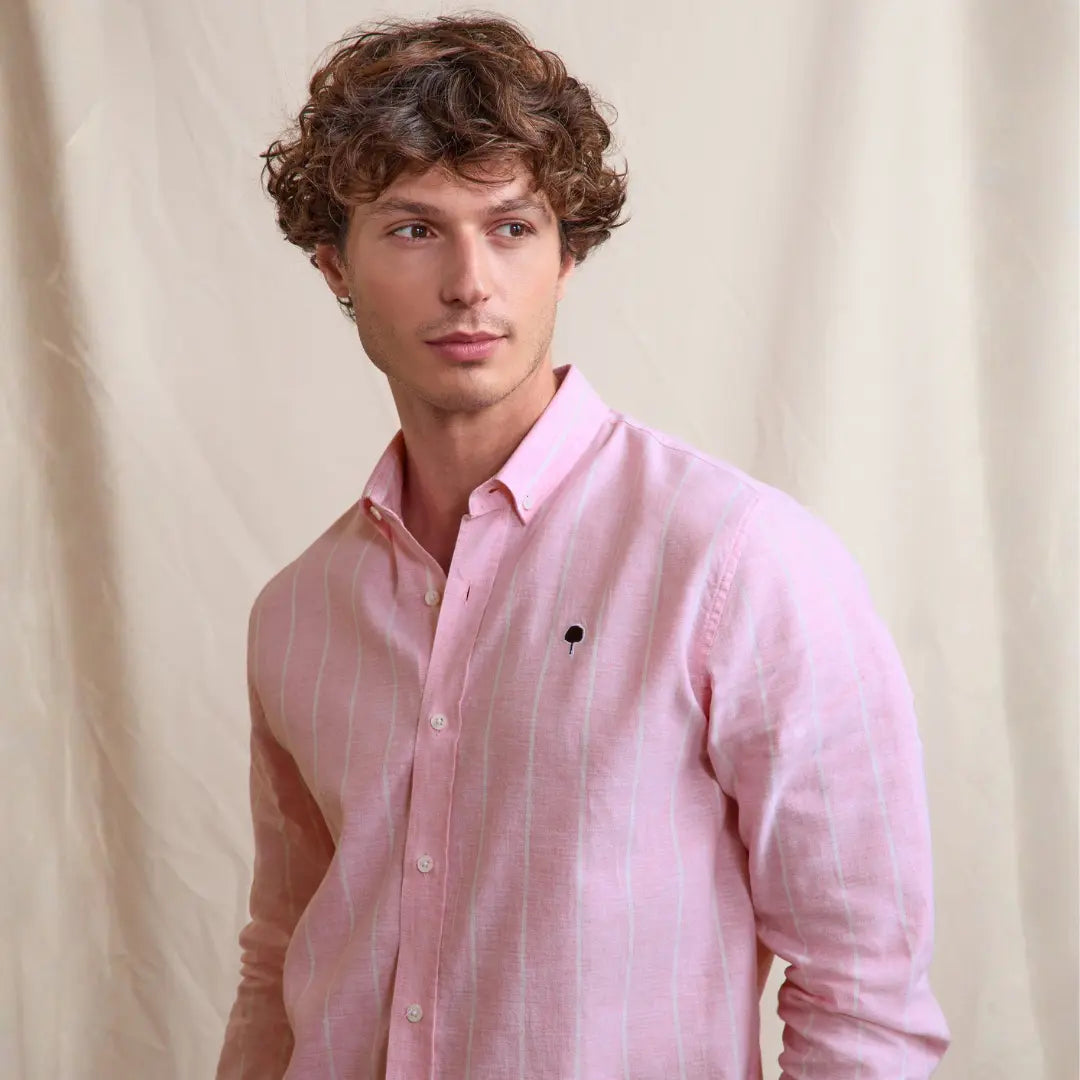 Chemise Ivoy Lin - Rose et Blanc - Faguo - détail 3