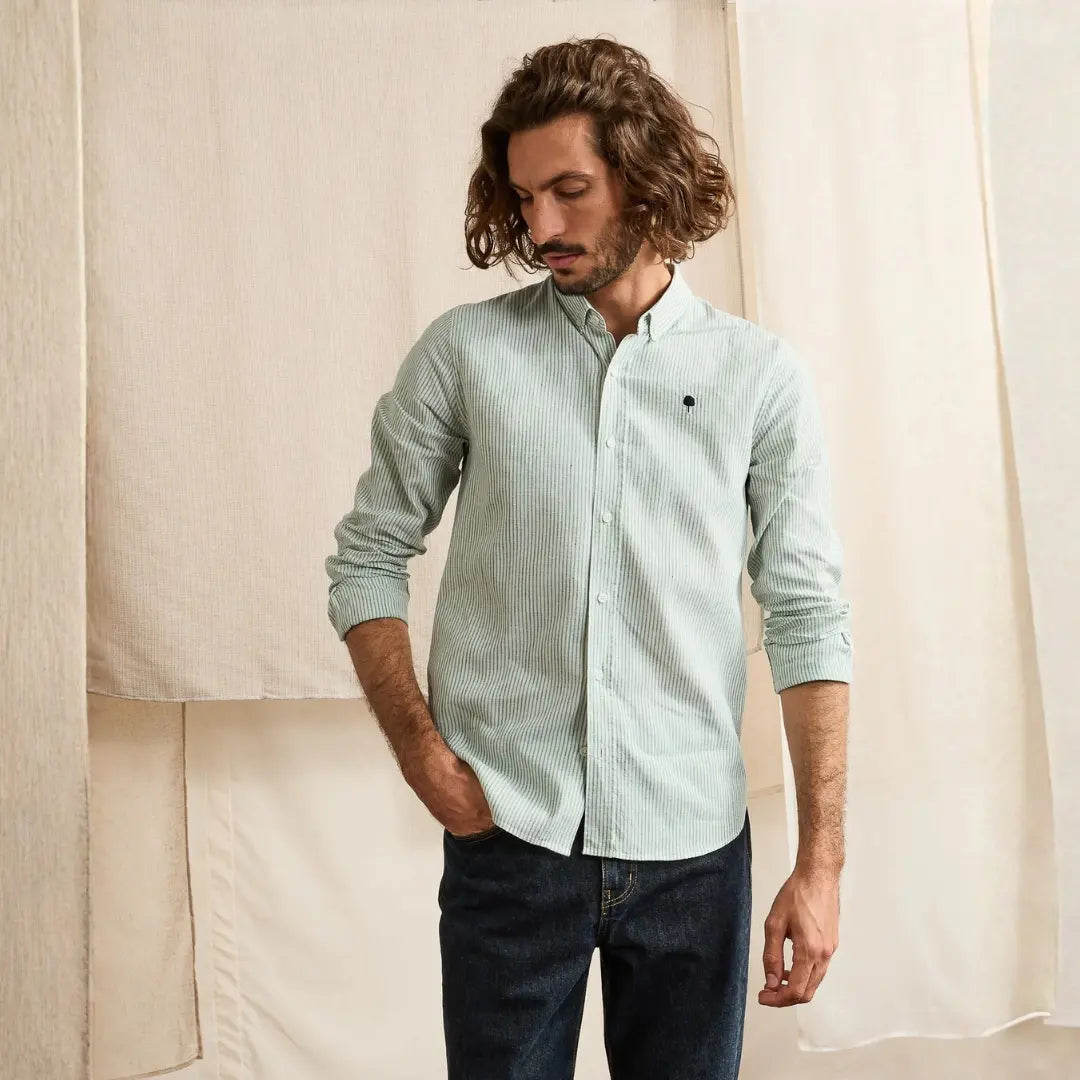 Chemise Ivoy Lin - Vert et Écru - Faguo - détail 2