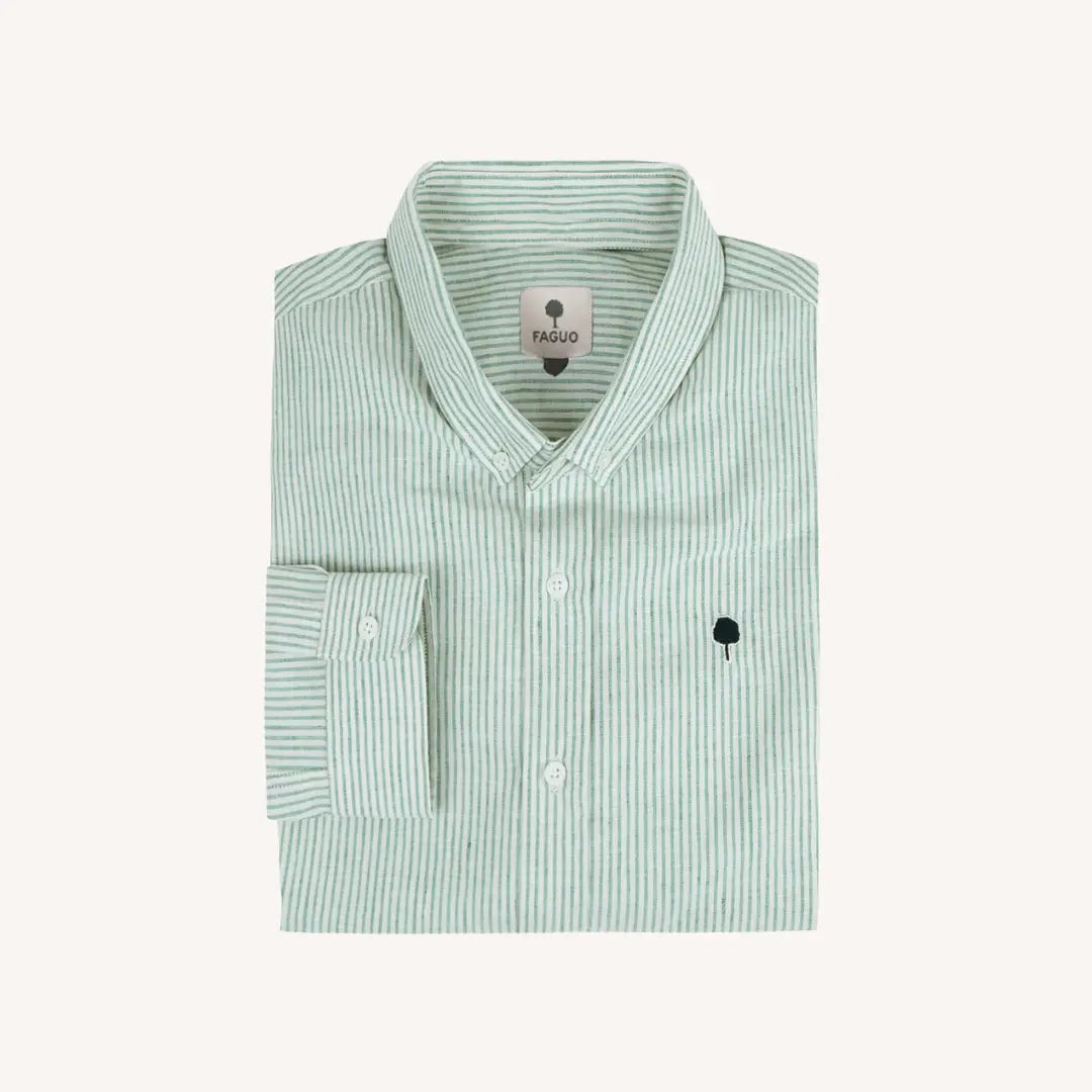 Chemise Ivoy Lin - Vert et Écru - Faguo - détail 5