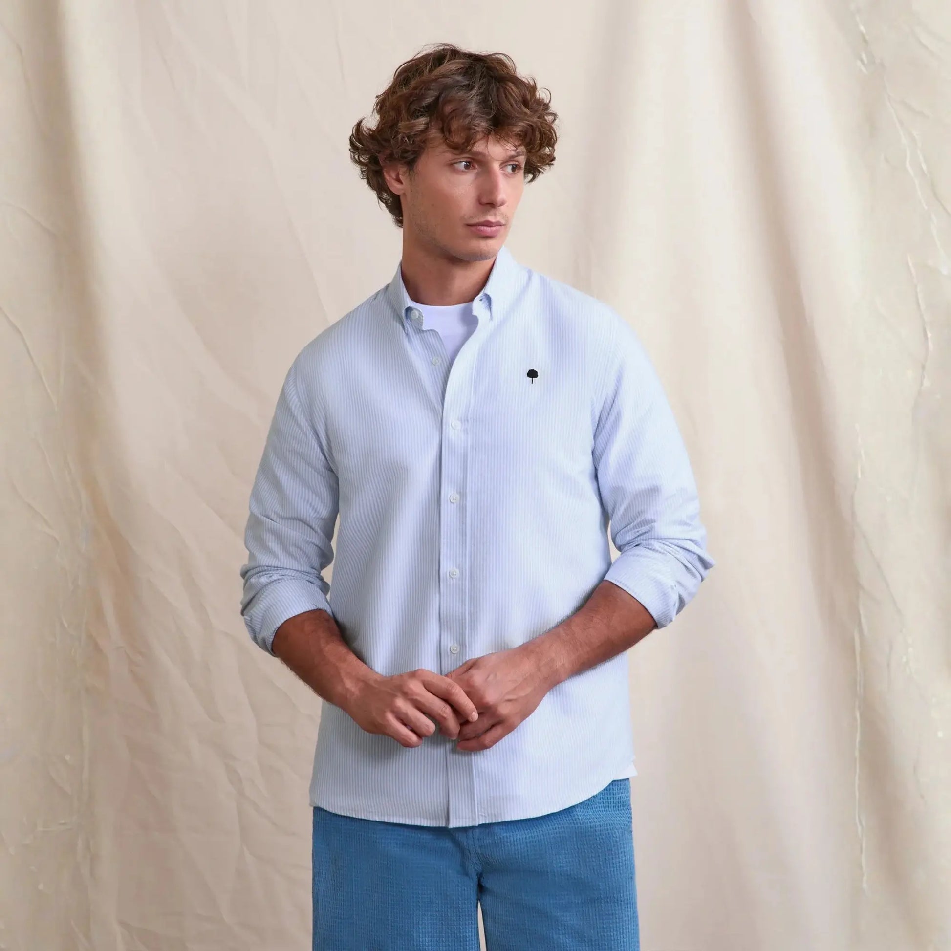 Chemise Ivoy Rayée - Bleu Ciel - Faguo - détail 2