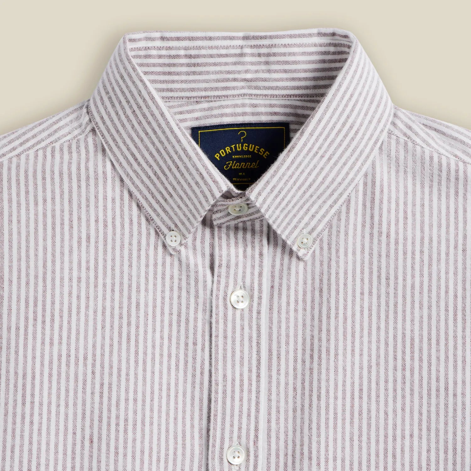 Chemise Oxford Brushed Stripe - Bordeaux - Portuguese Flannel - détail 2