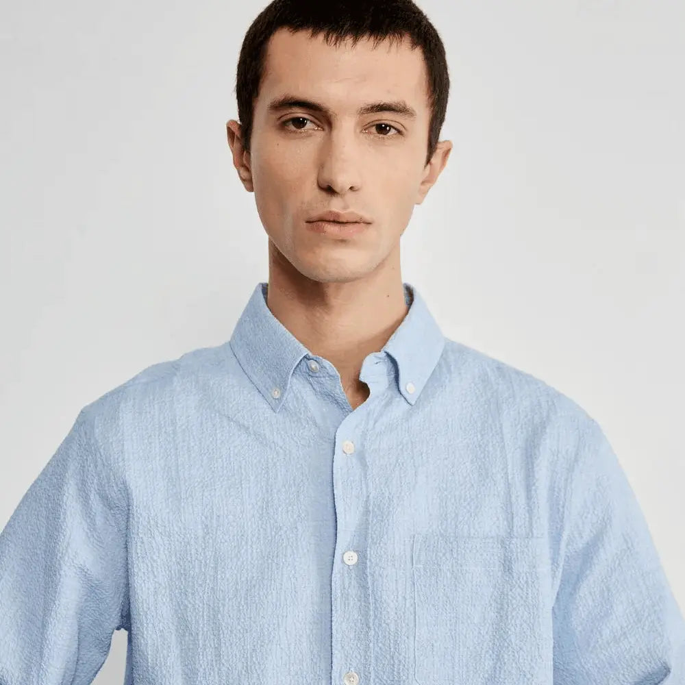 Chemise Seersucker Light Blue - Edmmond Studios - détail 4