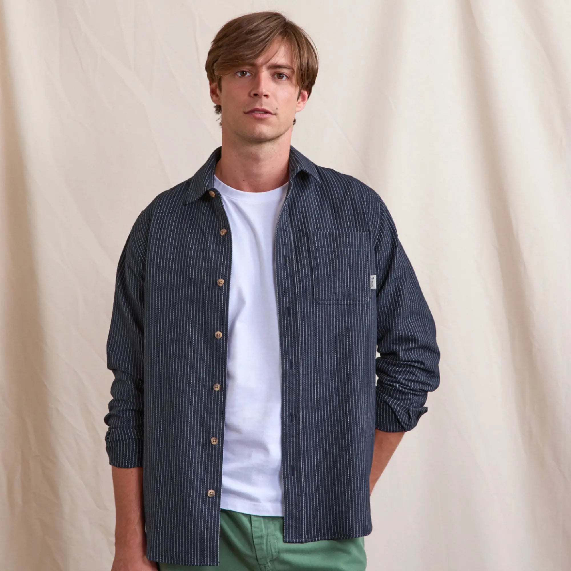 Chemise Signy Marine Grisé - Faguo - détail 2