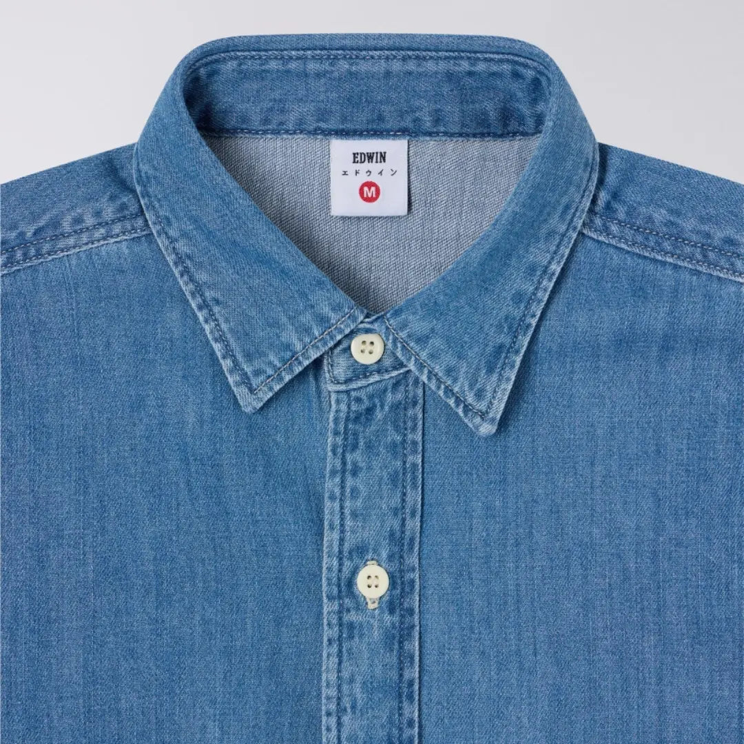 Chemise Work - Blue Light Used - Edwin - détail 2
