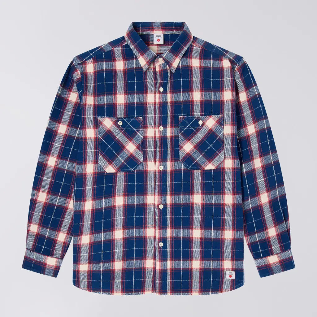 Chemise Works Marine et Rouge - Edwin