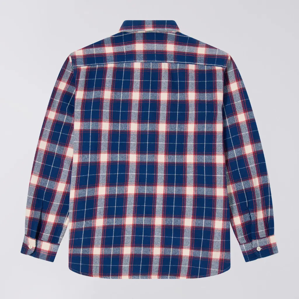Chemise Works Marine et Rouge - Edwin - détail 2