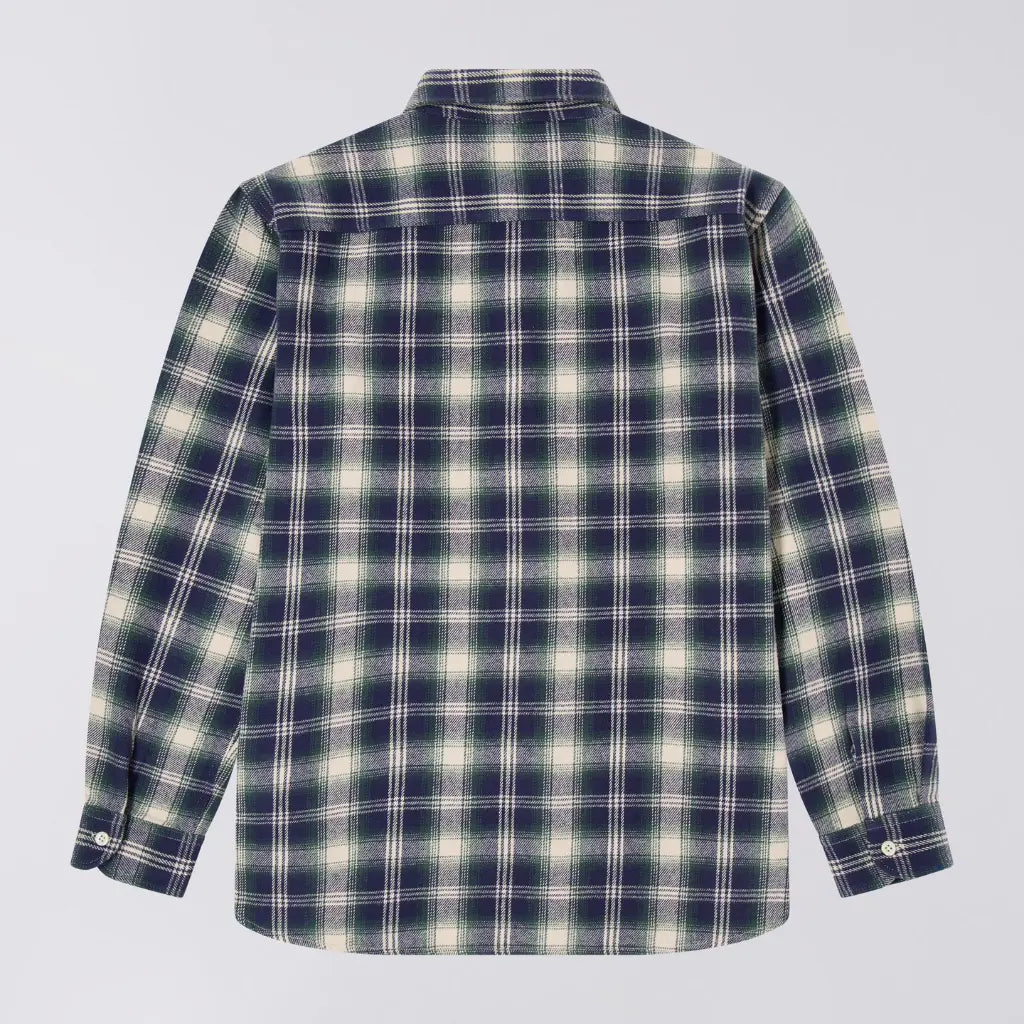 Chemise Works Marine et Vert - Edwin - détail 2