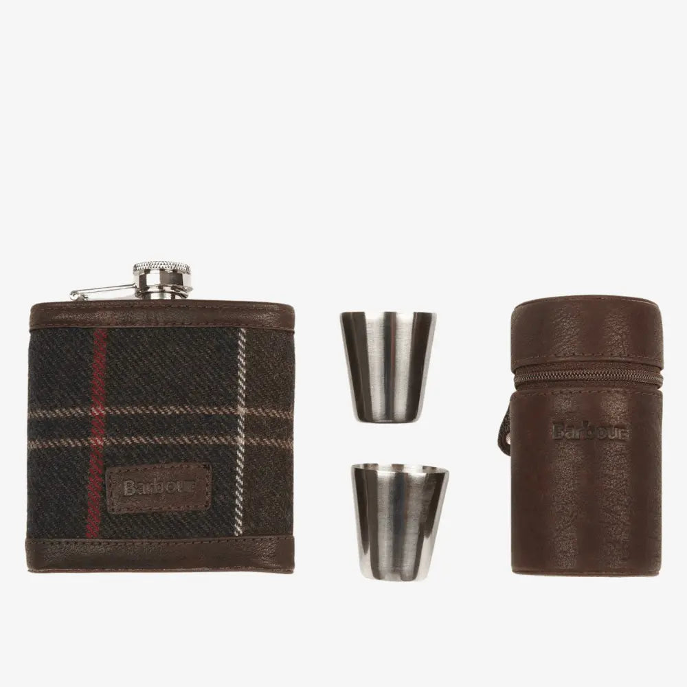 Coffret Tartan Hip Flask et Cups - Barbour