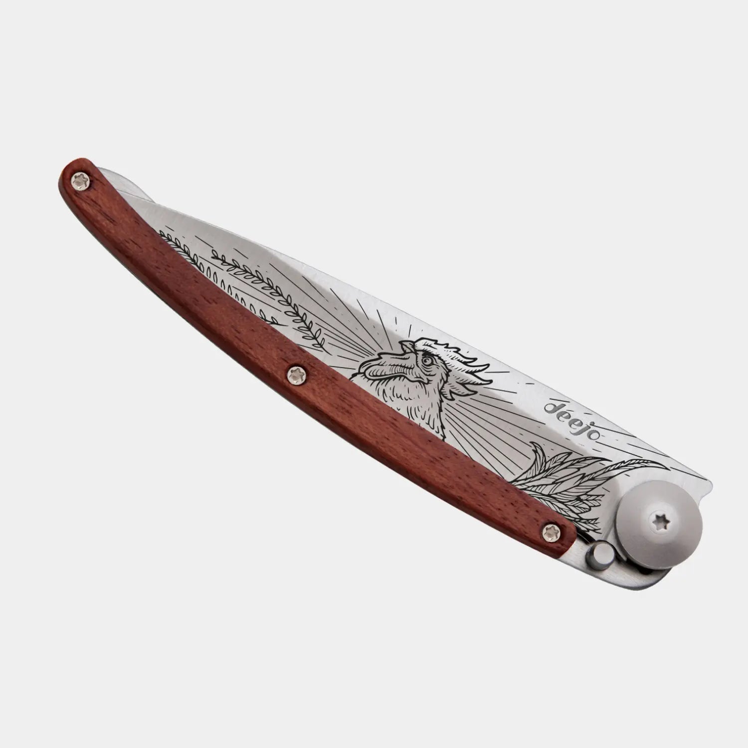 Couteau "cocorico" - Titane et Bois Corail - Deejo - détail 2
