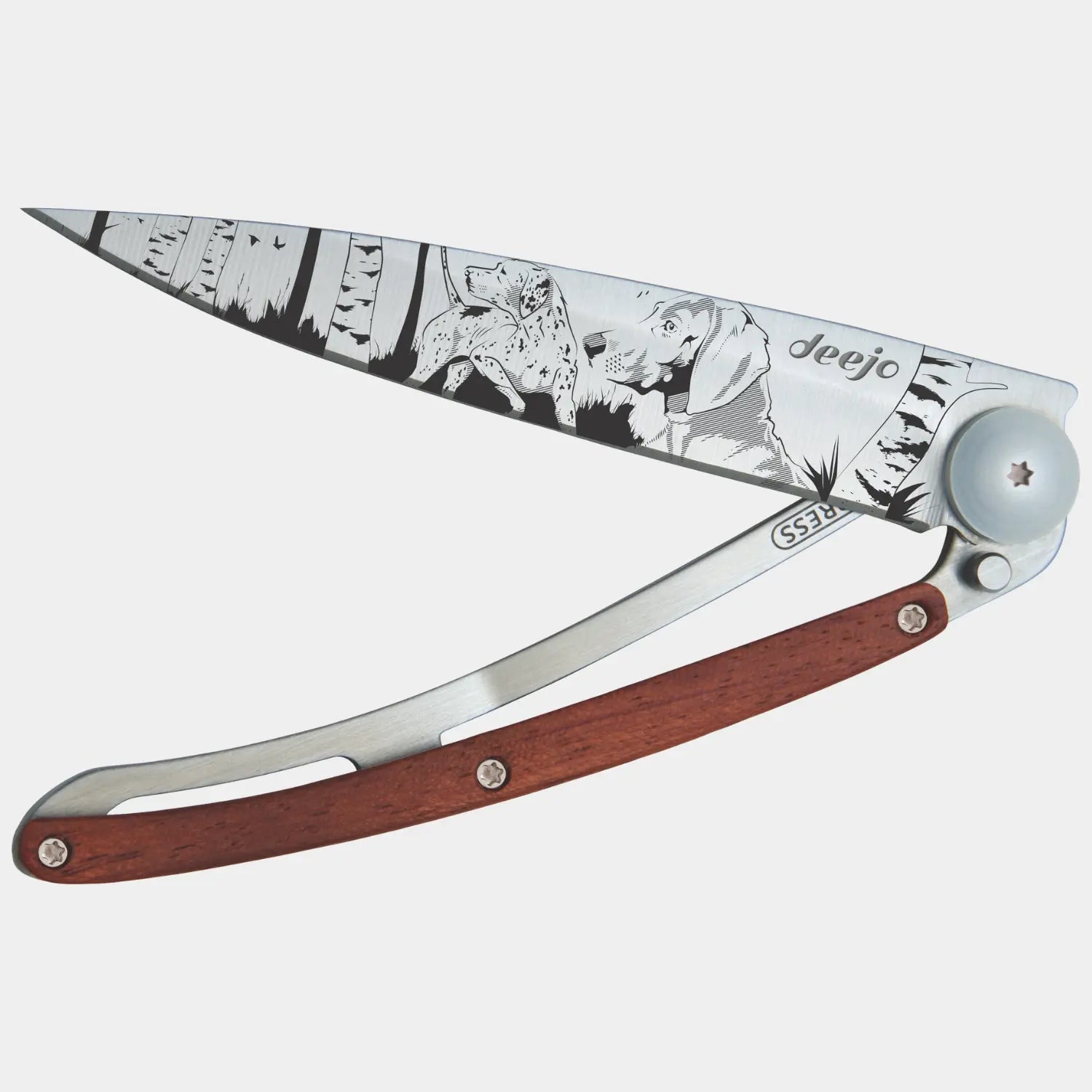 Couteau "jour de Chasse" - Titane et Bois Corail - Deejo
