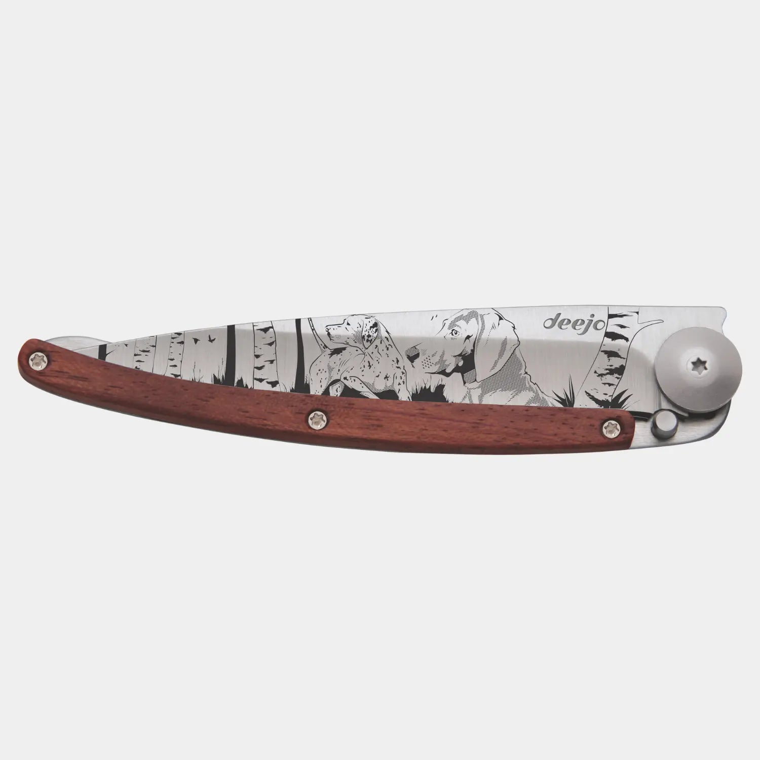 Couteau "jour de Chasse" - Titane et Bois Corail - Deejo - détail 2