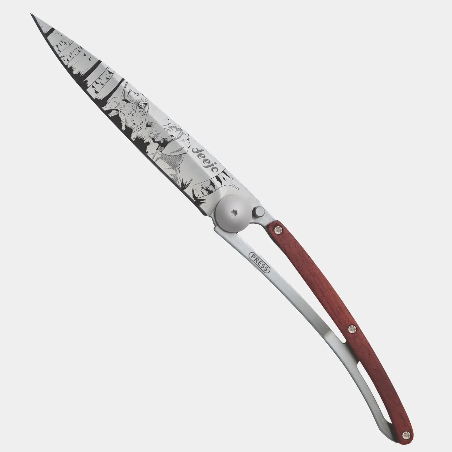 Couteau "jour de Chasse" - Titane et Bois Corail - Deejo - détail 3