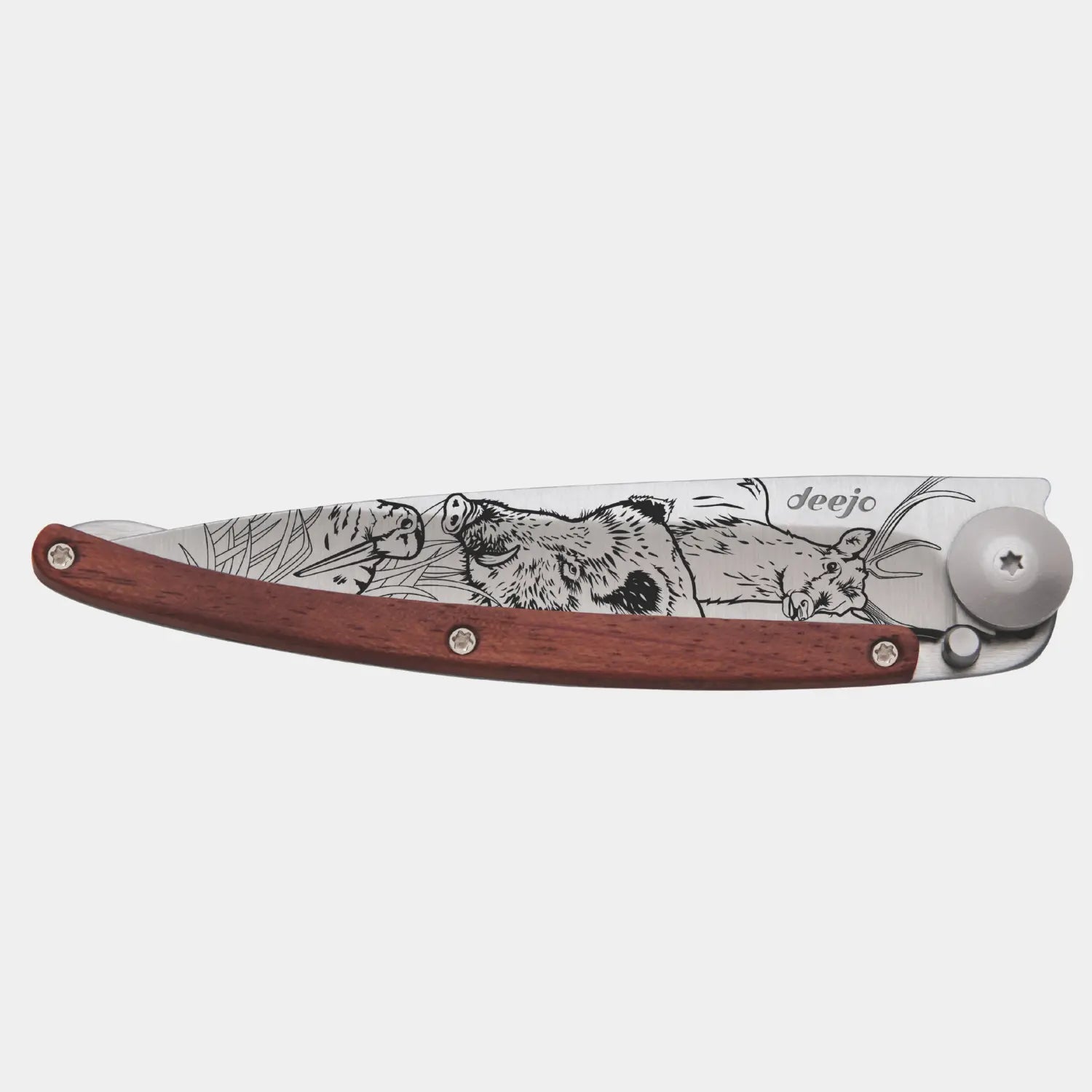 Couteau "scène de Chasse" - Titane et Bois Corail - Deejo - détail 3