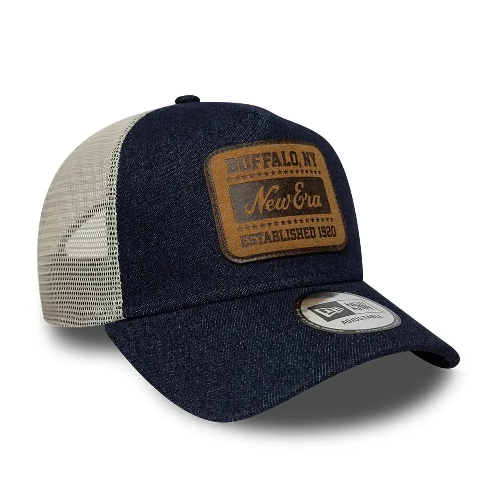 Casquette 9FORTY A-Frame Trucker New Era Patch Denim - Bleu Foncé - New Era