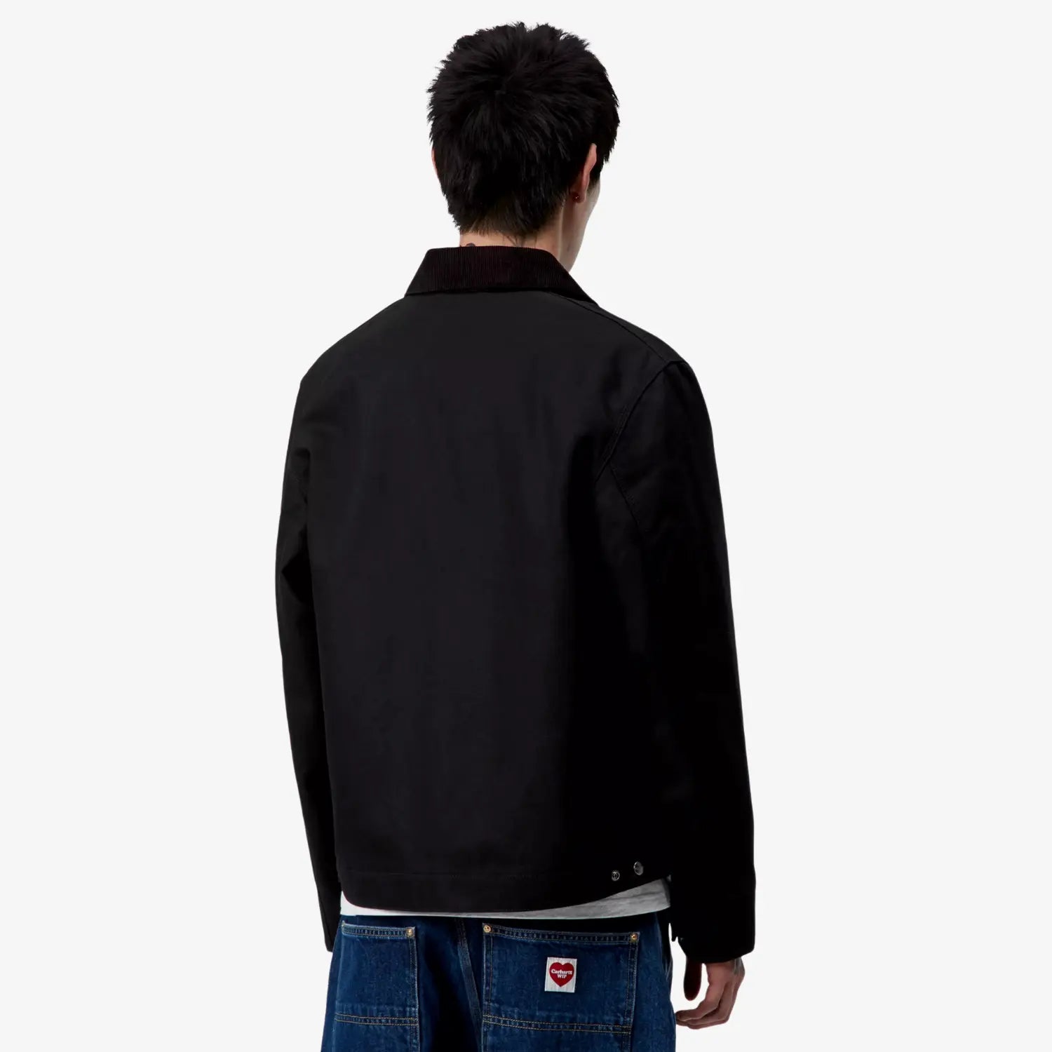 Veste Detroit Jacket Winter Black Rigid Carhartt WIP - portée de dos, dos uni en toile Dearborn