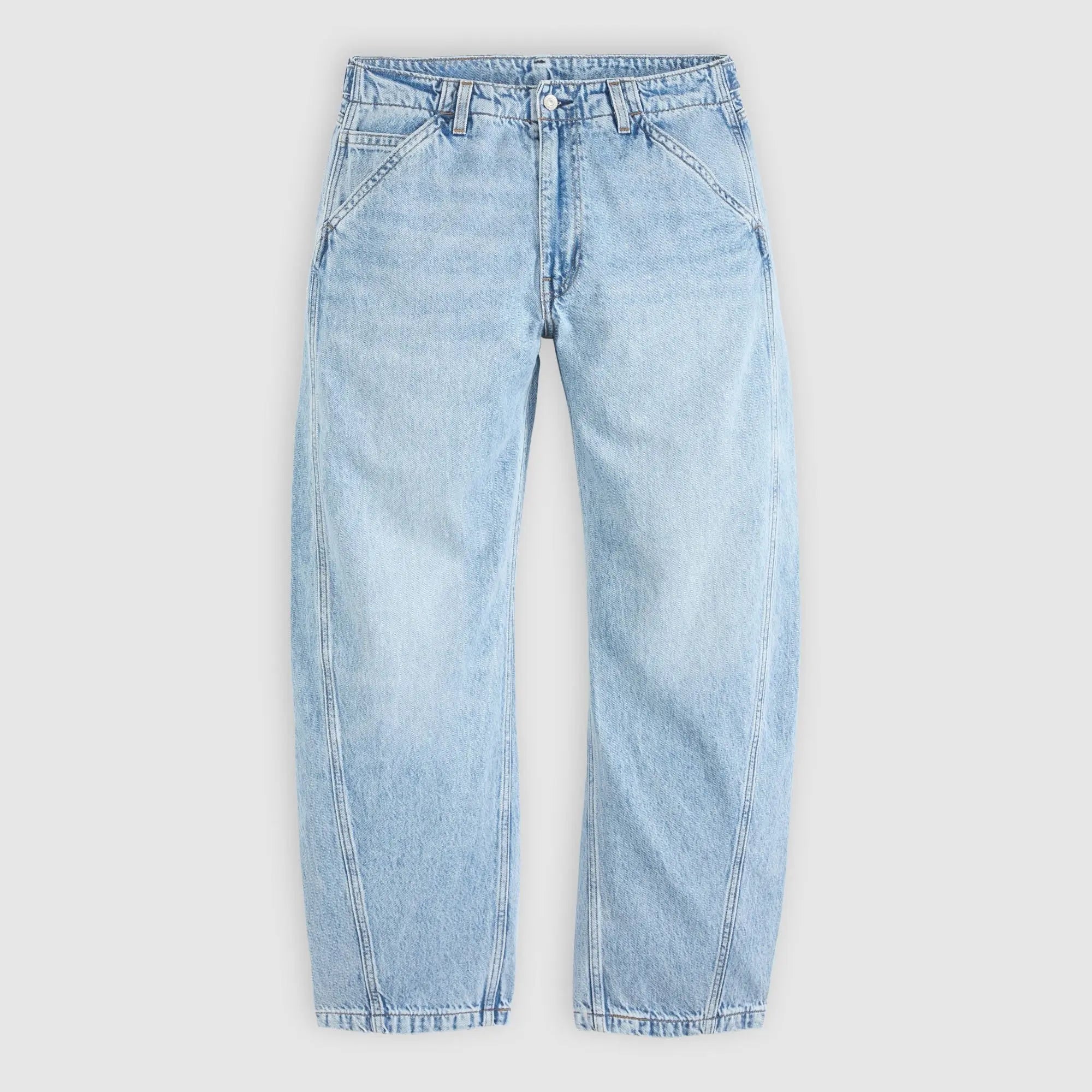 Jean Levi's Baggy Barrel Running The Race, denim bleu clair délavé, vue à plat de face