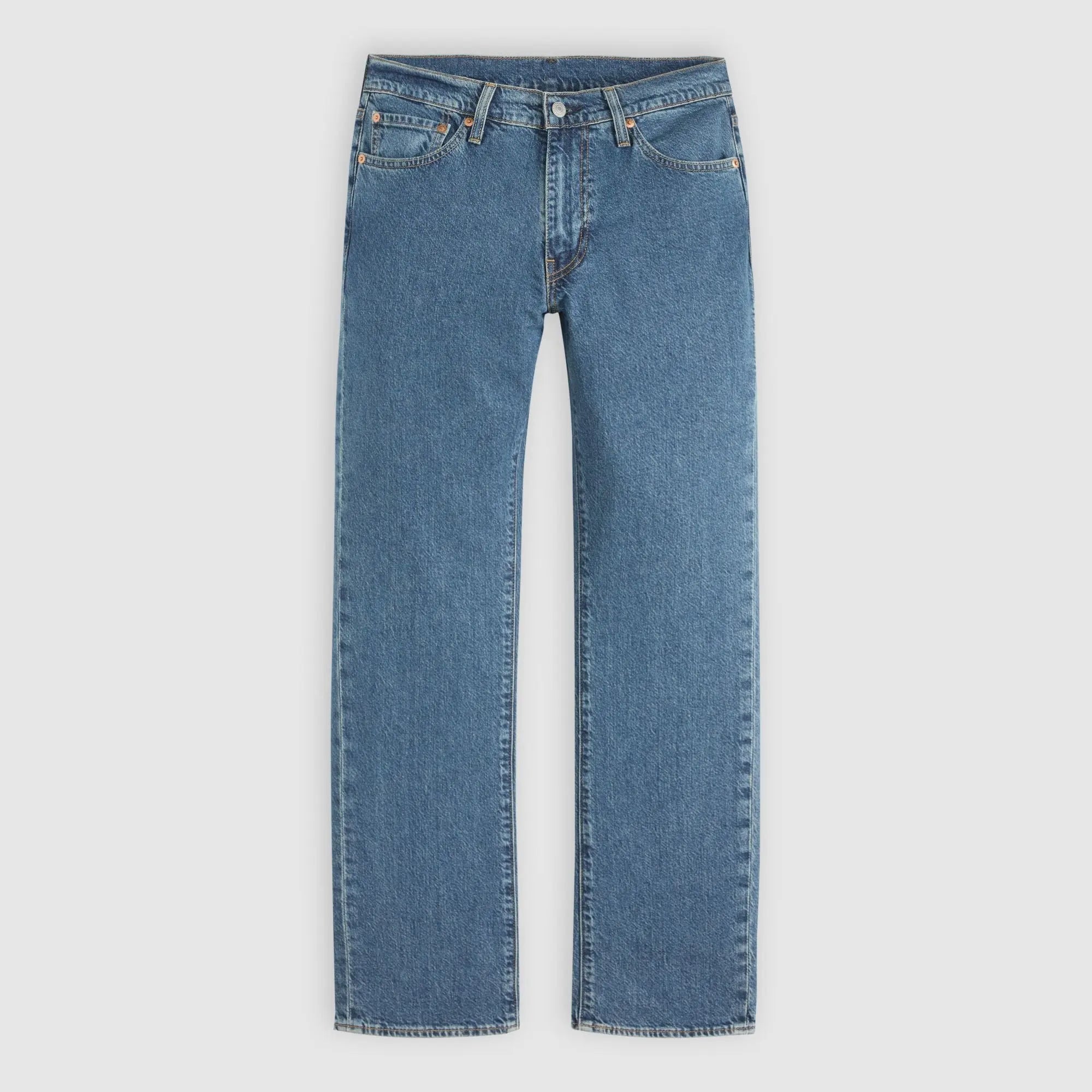 Jean Levi's 511 Slim Laugh It Off, denim bleu moyen, vue à plat de face, cinq poches et braguette zippée
