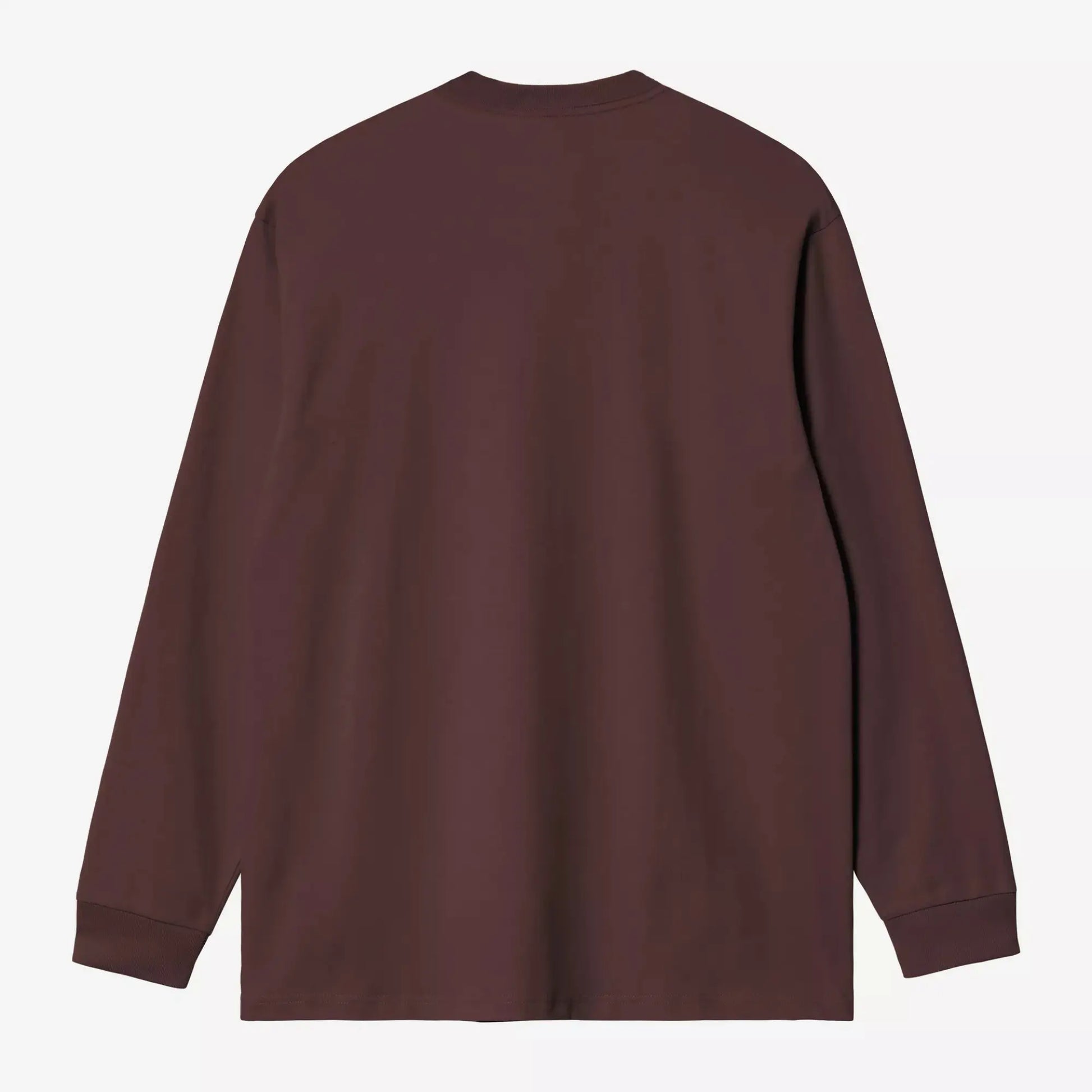 Dos à plat du T-shirt manches longues Chase Palisander brun bordeaux, jersey uni et poignets côtelés - Carhartt WIP