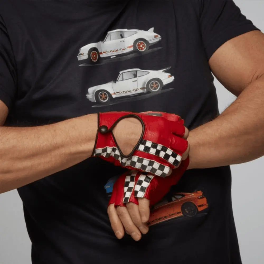Mitaines de Conduite en Cuir à Damier Rouge - Grand Prix Original - détail 2