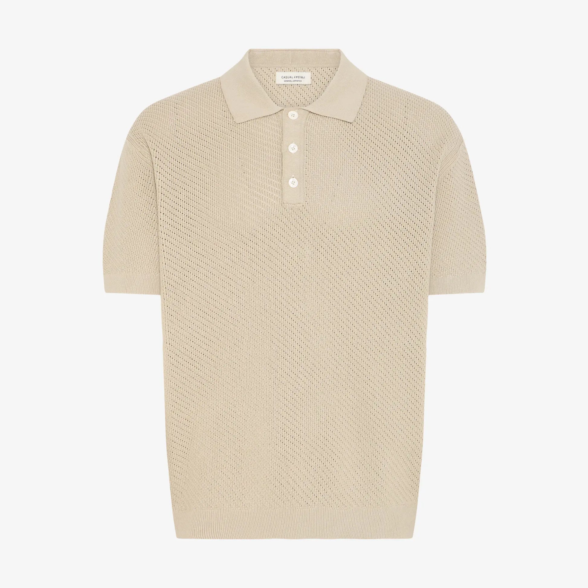 Polo Maille Perforée - Beige - Casual Friday
